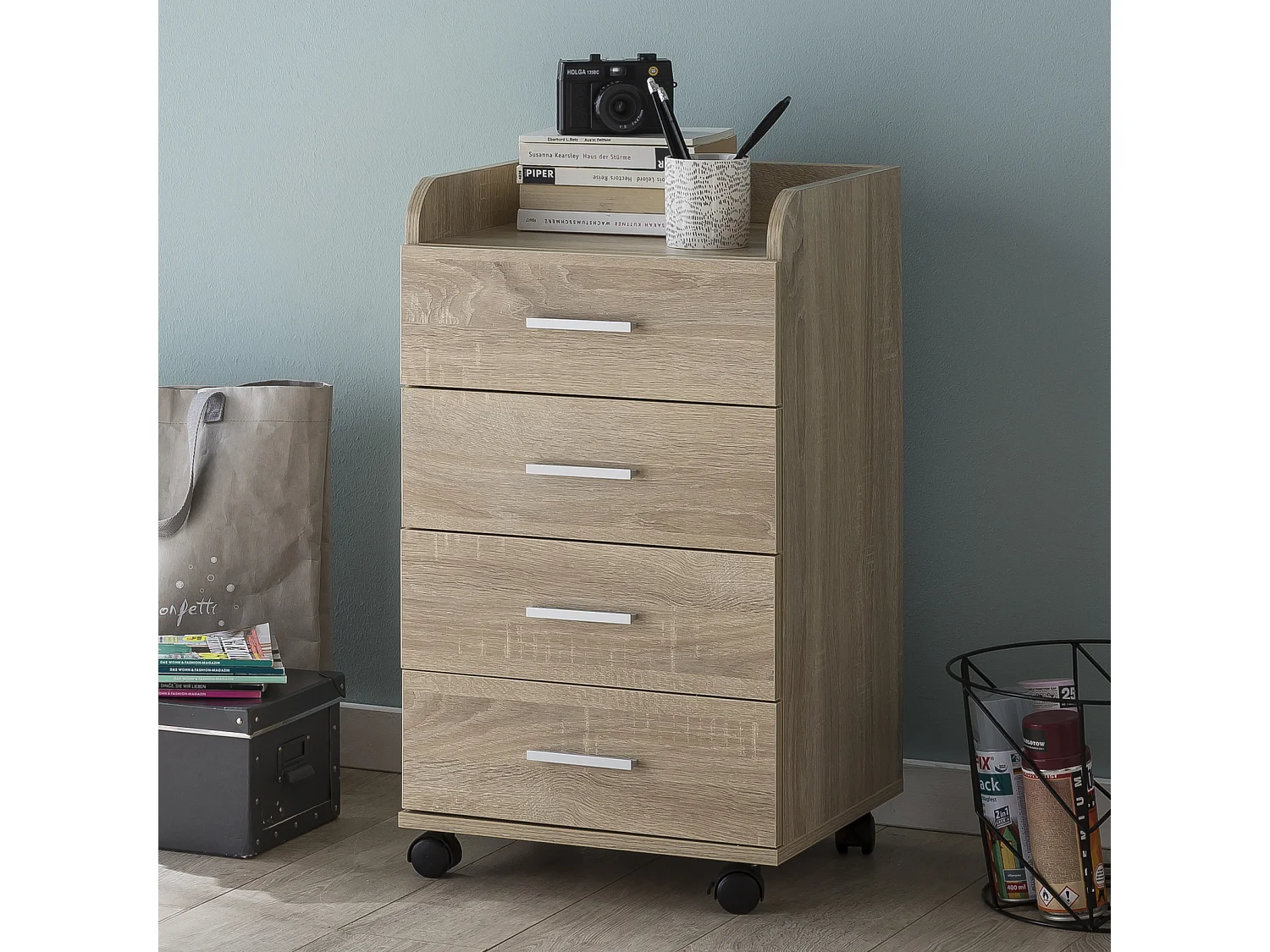 Cassettiera Ufficio Moderna con Ruote 40x70,5x33cm Archivio con Cassetti