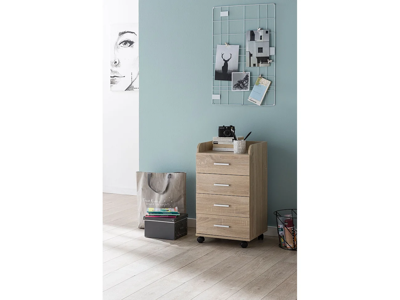 Cassettiera Ufficio Moderna con Ruote 40x70,5x33cm Archivio con Cassetti