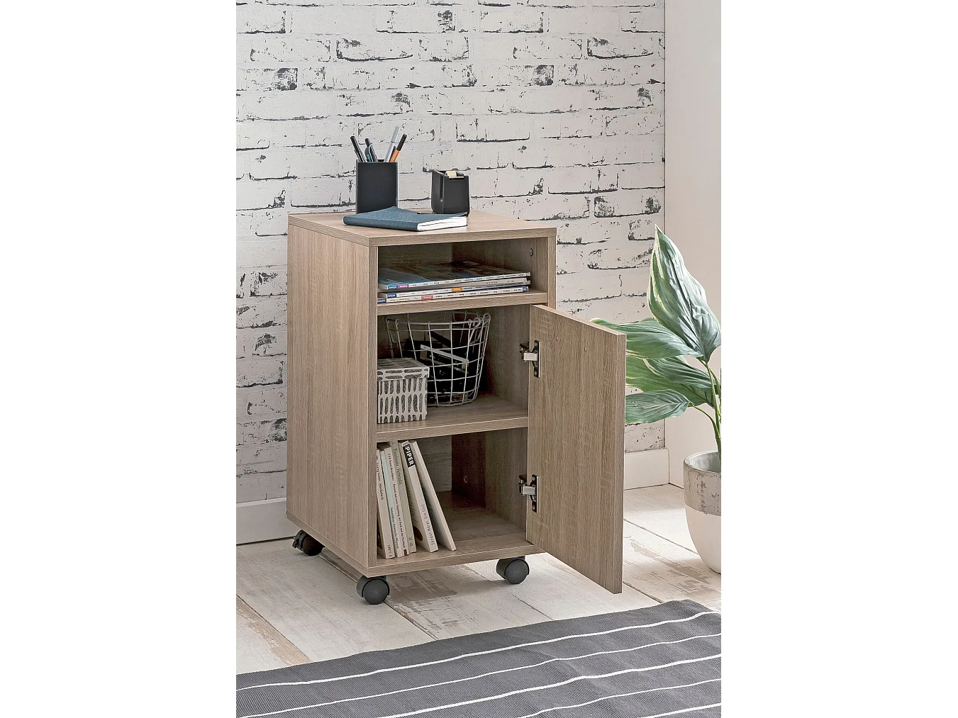 Rollcontainer SV51848 Schreibtischcontainer 33x60x38 Bürocontainer Holz