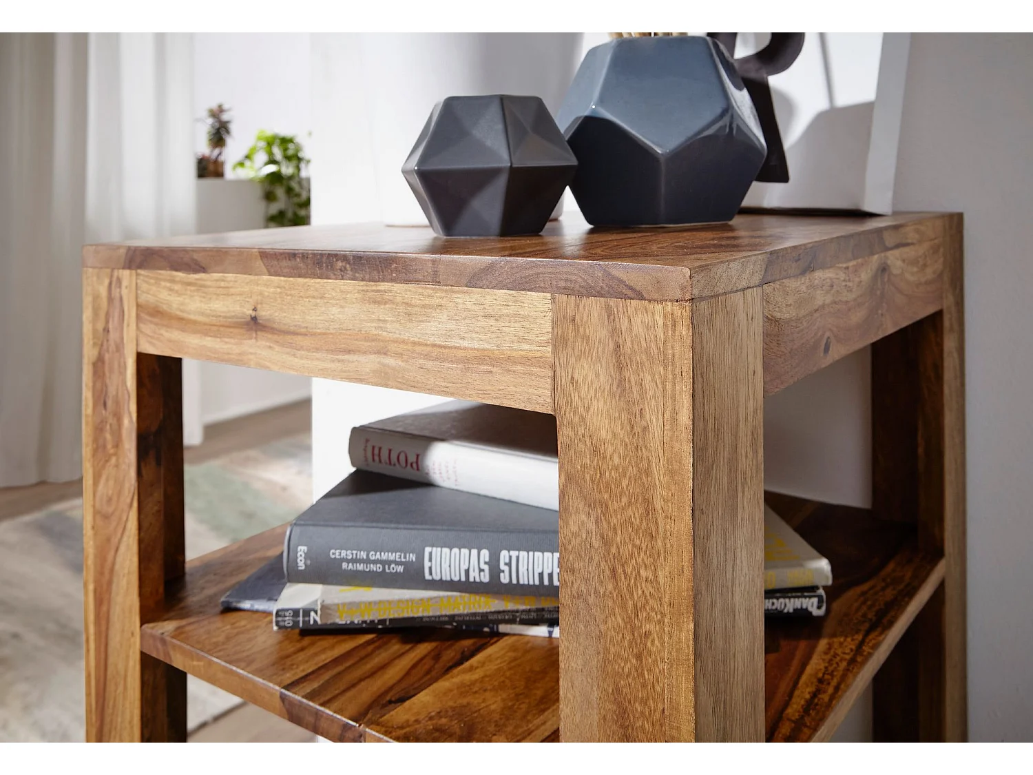 Sheesham legno libreria 3 ripiani stazione scaffale 44x44x83 cm Nuovo