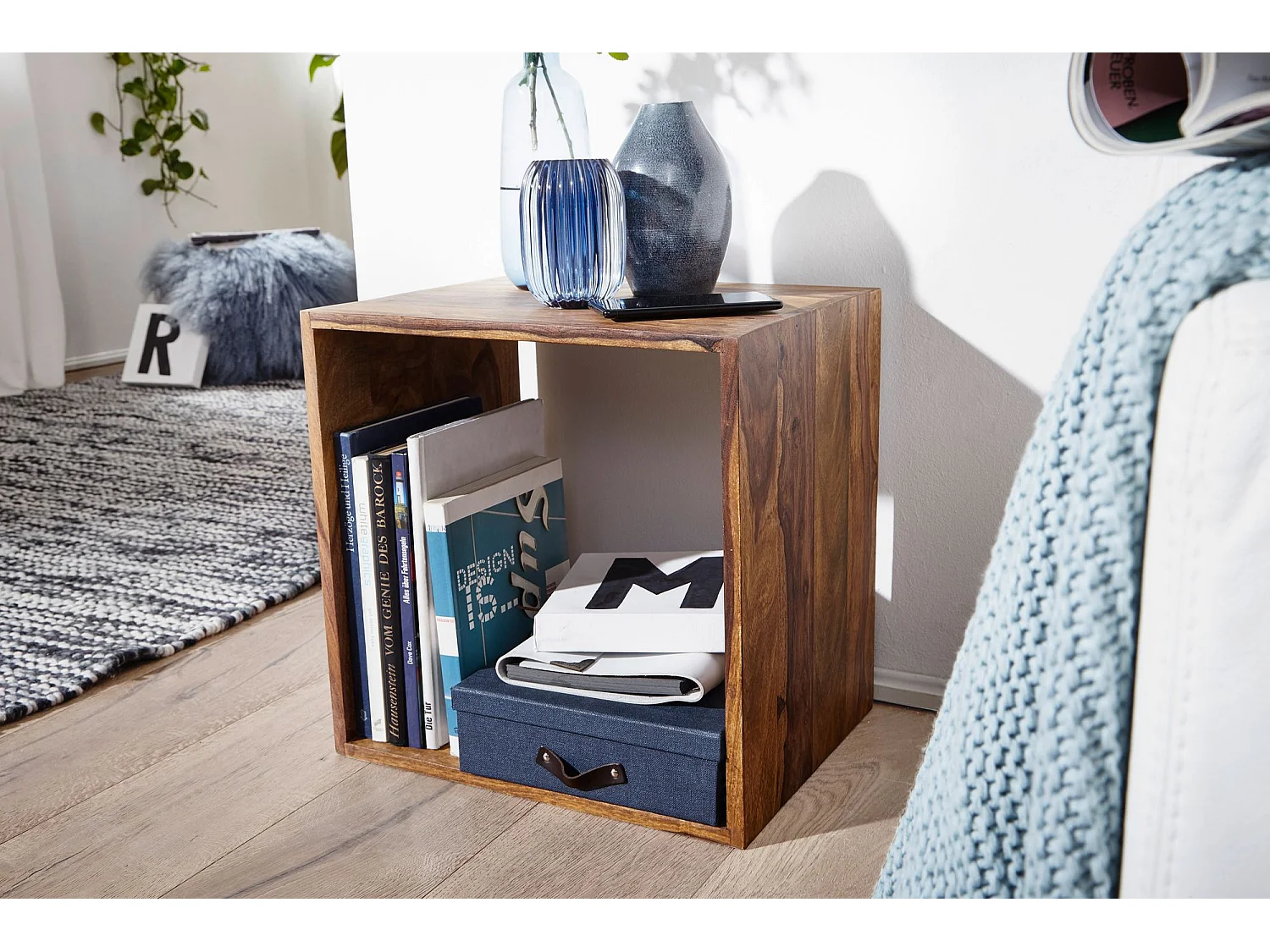 Cube Massivholz Regal Beistelltisch Tisch Holzcube Würfelregal Couchtisch