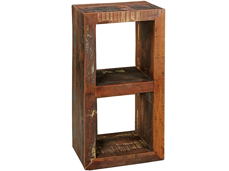 Scaffale Legno Massiccio Mango 45x90x35 cm con due vani portaoggetti