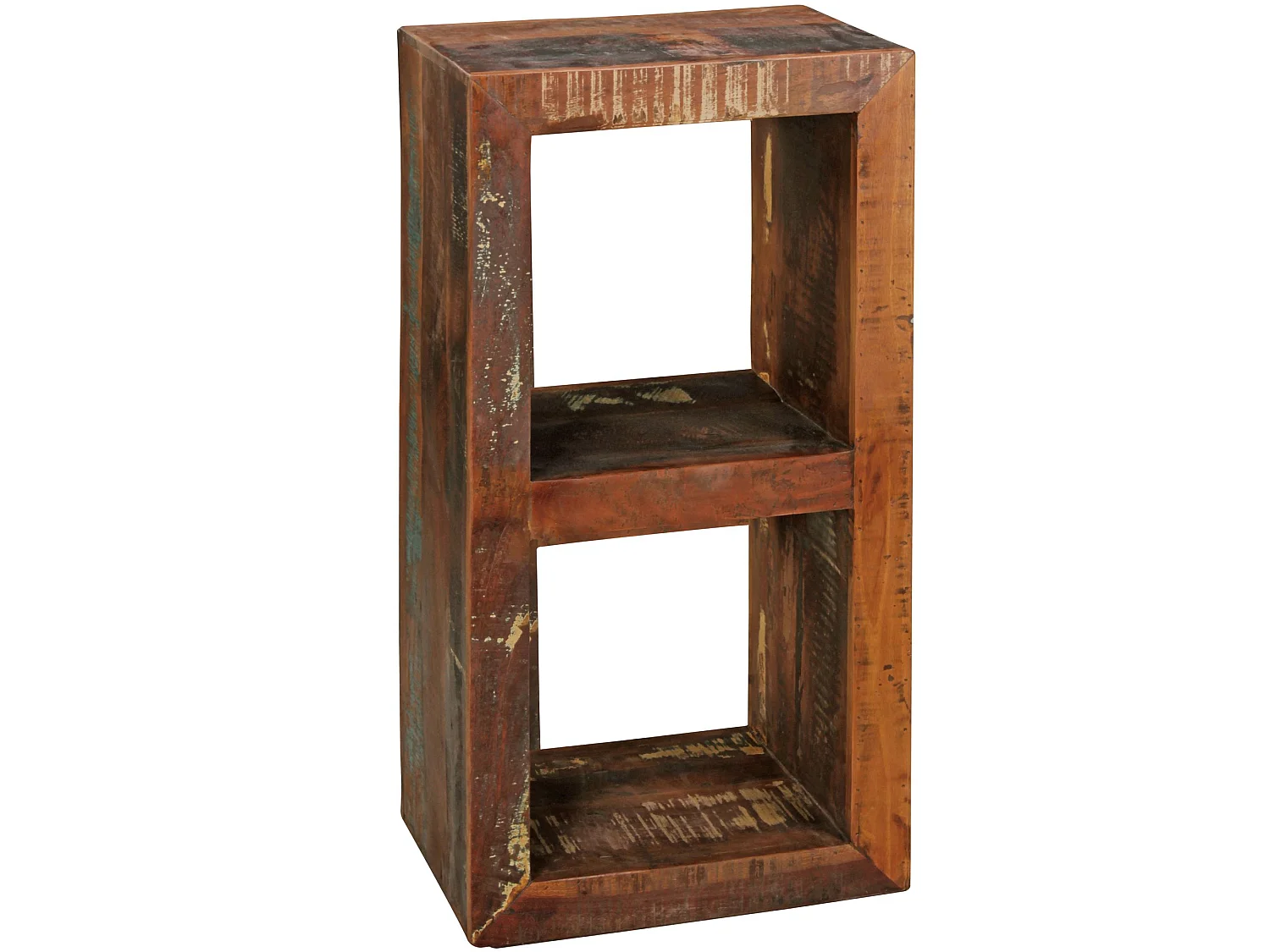 Scaffale Legno Massiccio Mango 45x90x35 cm con due vani portaoggetti