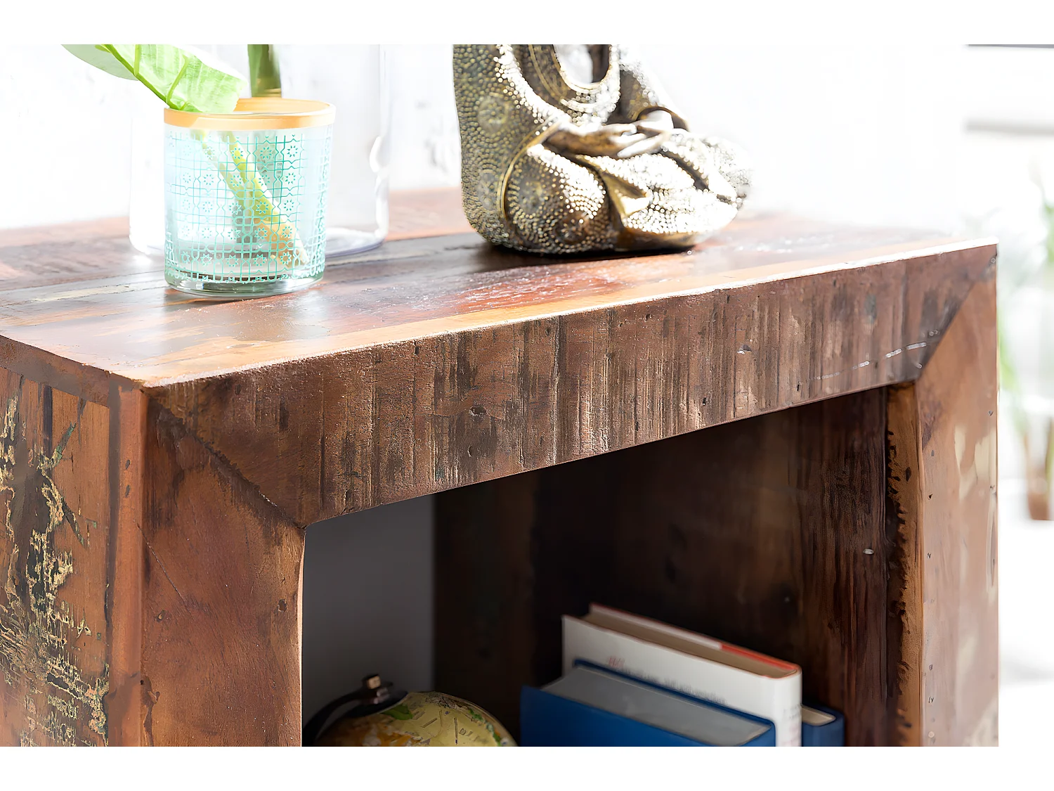 Bücherregal KALKUTTA 45 x 35 x 90 cm Standregal Massiv Regal Cube