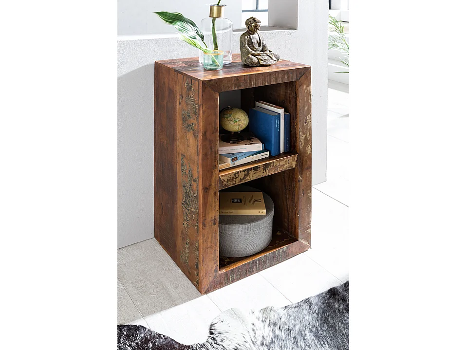 Étagère Debout Bois Massif 45x90x35cm Étagère Cube Table d'appoint Salon