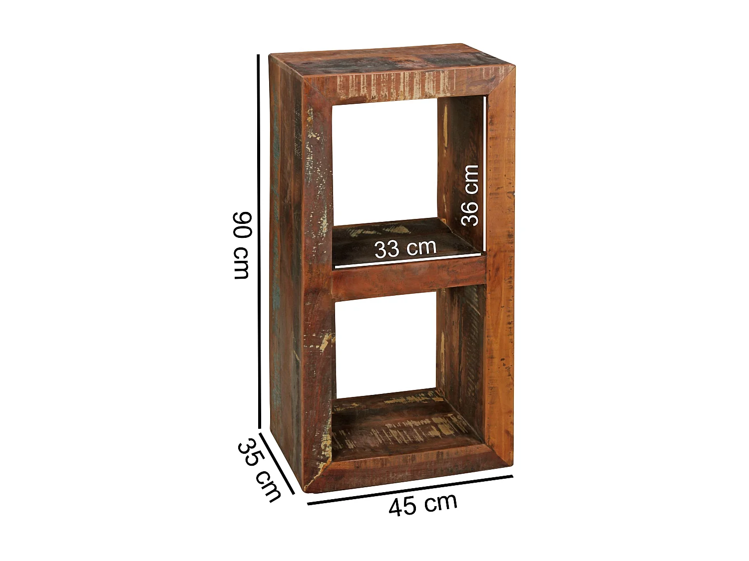Étagère Debout Bois Massif 45x90x35cm Étagère Cube Table d'appoint Salon