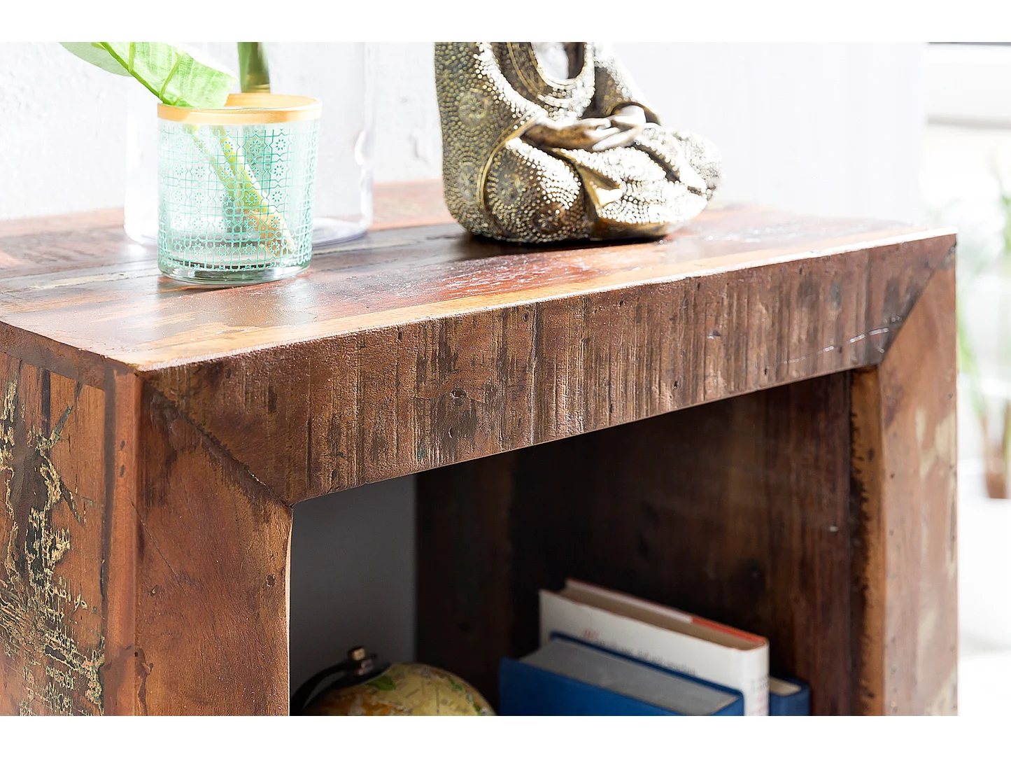 Étagère Debout Bois Massif 45x90x35cm Étagère Cube Table d'appoint Salon