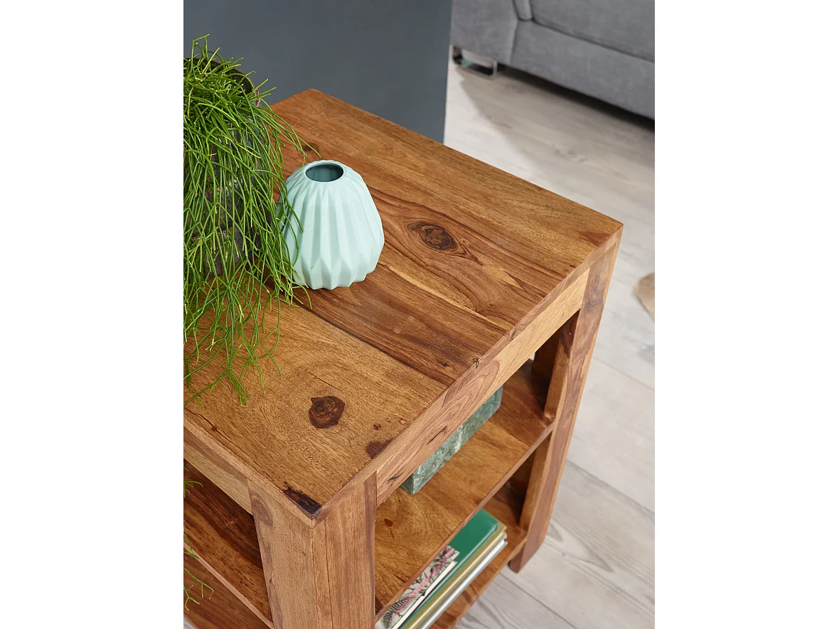 Scaffale 44 x 60 x 44 cm con due scomparti portaoggetti Ripiano in legno