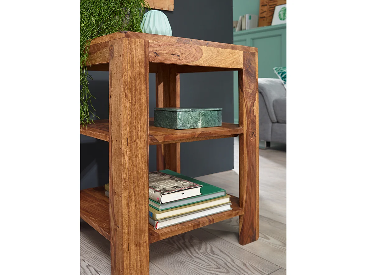 Scaffale 44 x 60 x 44 cm con due scomparti portaoggetti Ripiano in legno