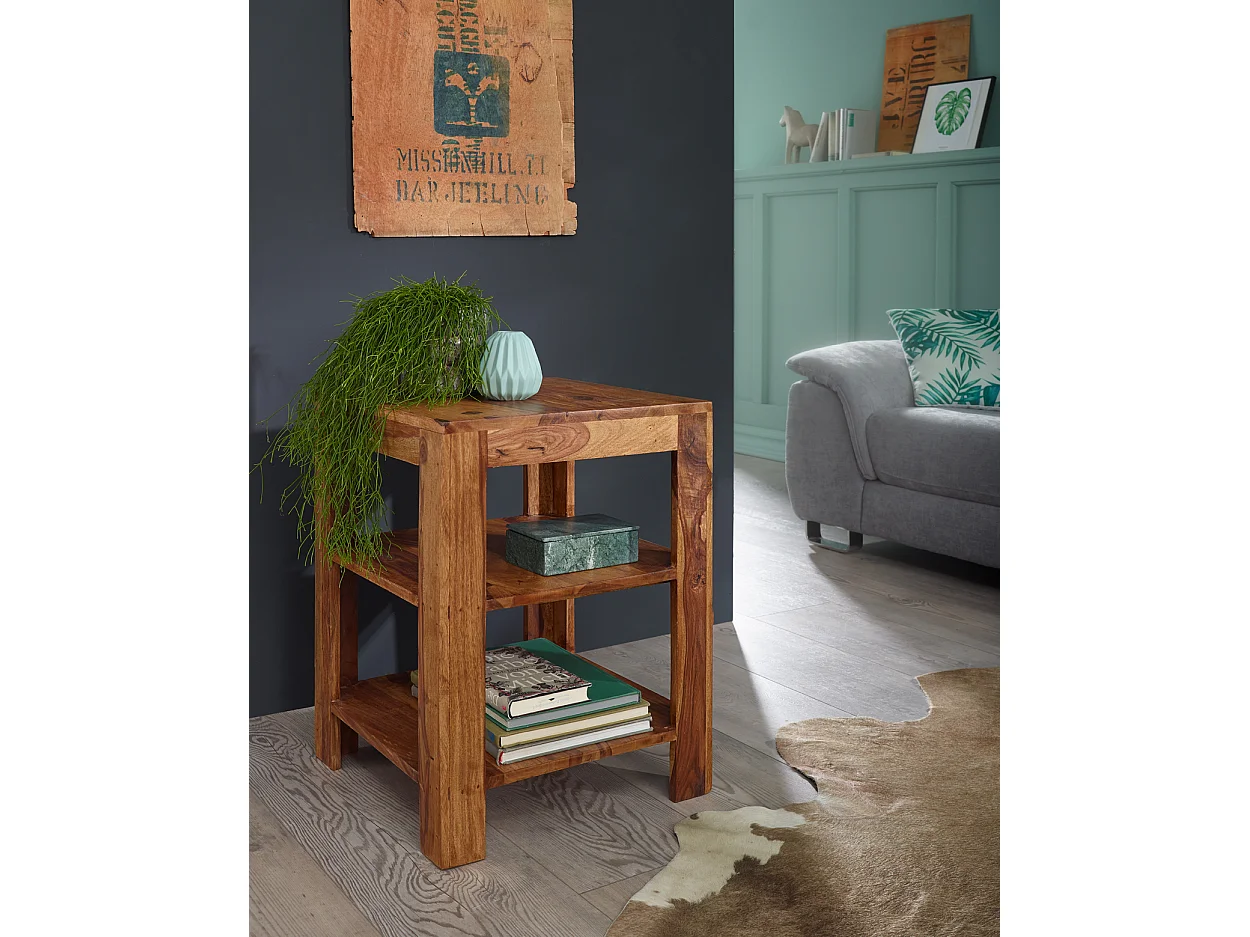 Standregal 44 x 60 x 44 cm Sheesham Holz Beistelltisch Ablagetisch Regal