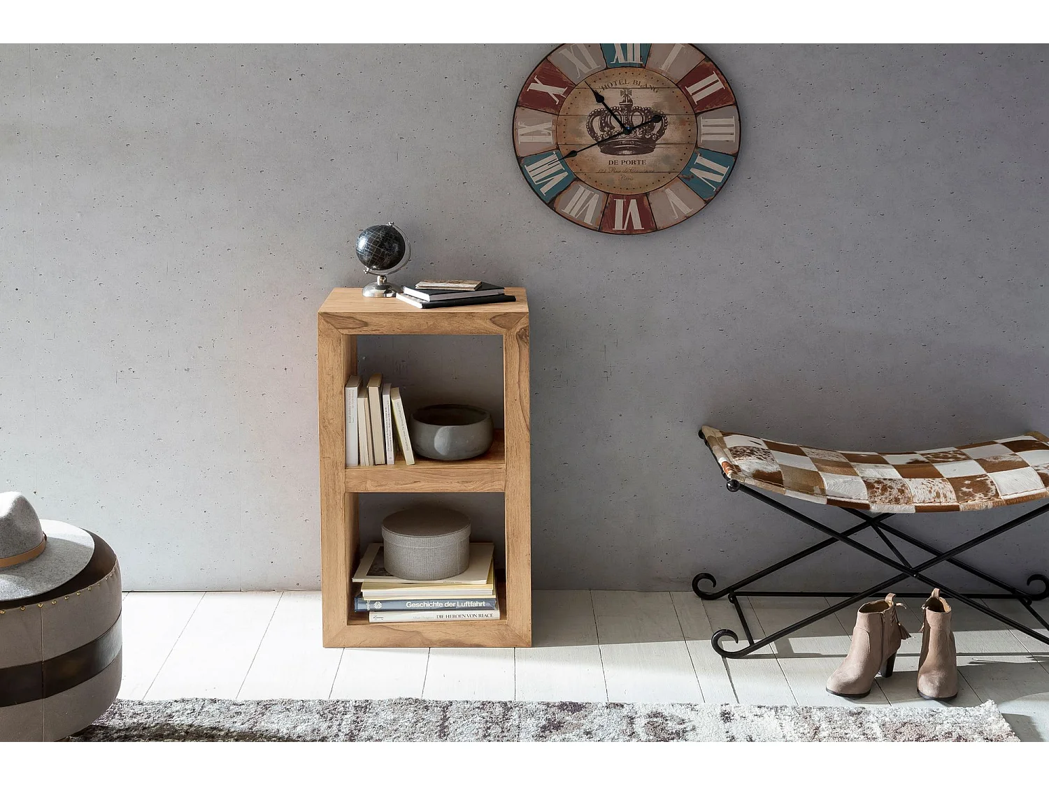 Scaffale con due vani portaoggetti 50x88x35 cm Ripiano in legno libreria