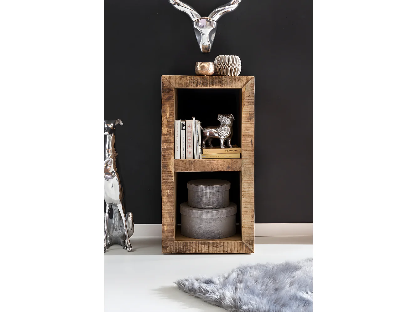 Standregal 45 x 90 x 35 cm Bücherregal Mangoholz Beistelltisch Massiv