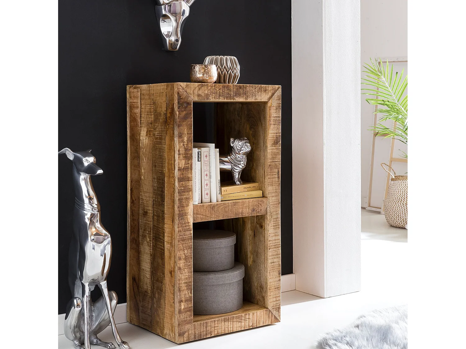 Étagère Debout Bois Massif Salon 45x90x35cm Étagère Cube Table d'appoint