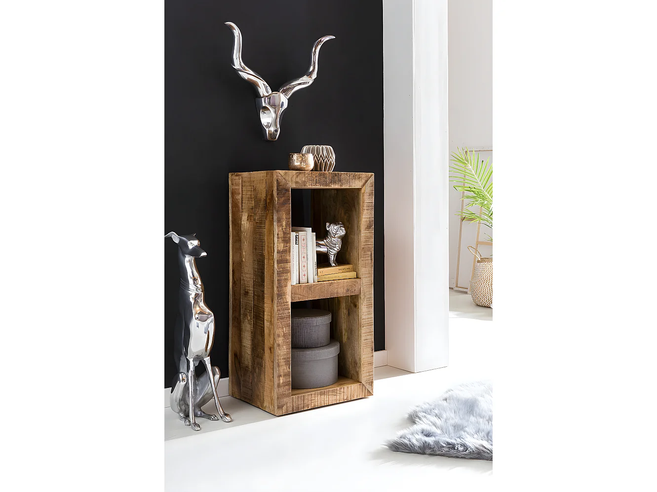 Étagère Debout Bois Massif Salon 45x90x35cm Étagère Cube Table d'appoint