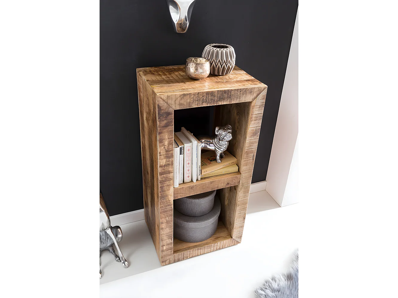 Étagère Debout Bois Massif Salon 45x90x35cm Étagère Cube Table d'appoint