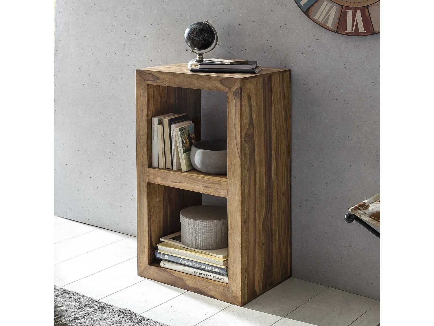 Scaffale con due vani portaoggetti 50x88x35 cm Ripiano in legno libreria