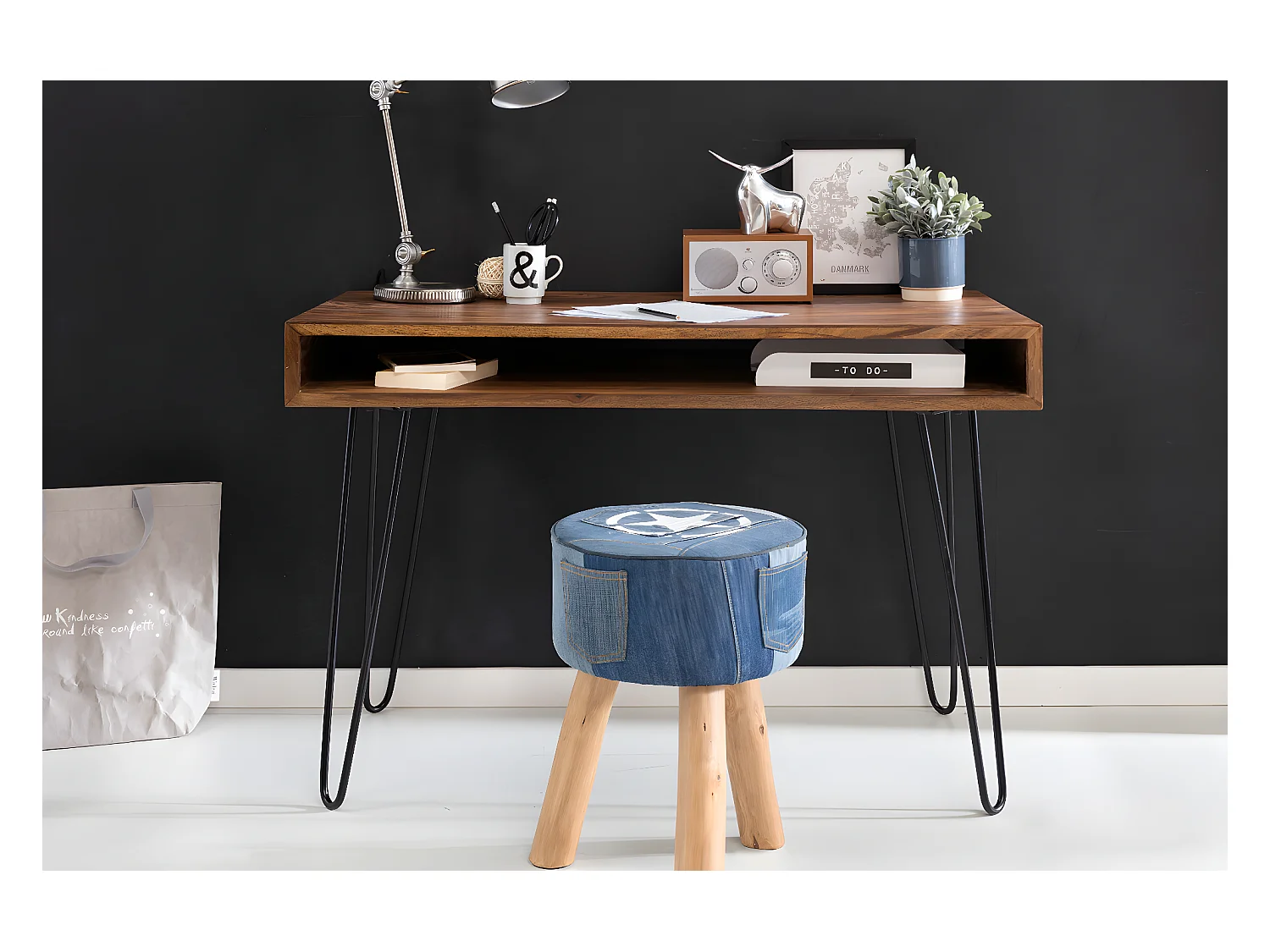 Table de Bureau Petit 110x76x60 cm Table pour Ordinateur avec Rangement