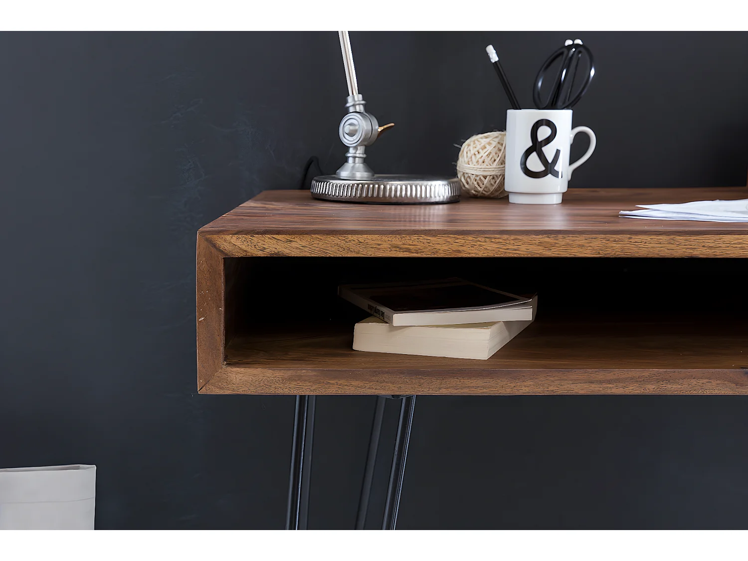 Scrivania Retro Piccola Legno Massello Tavolo da Ufficio 110x60x76 cm