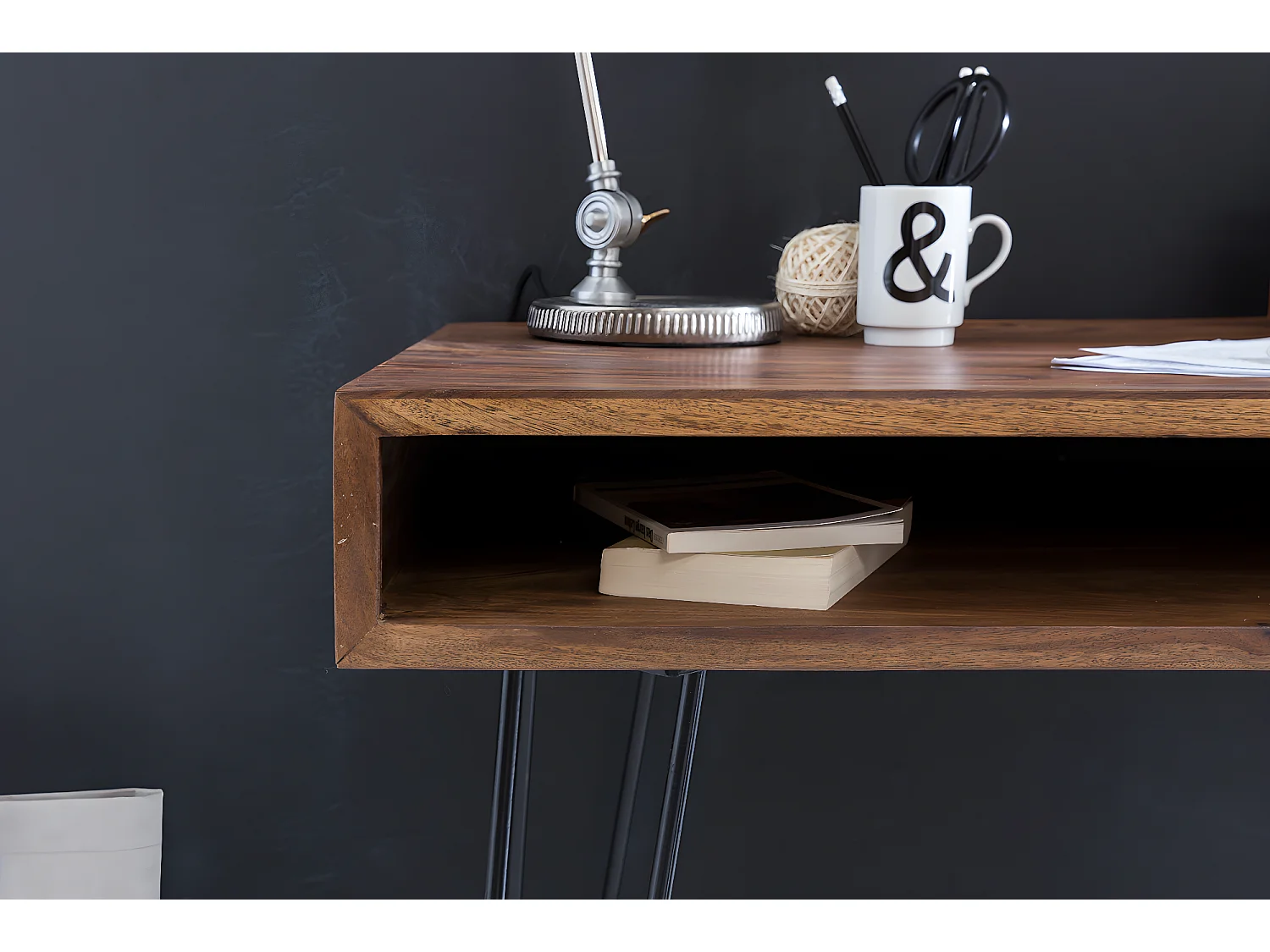 Scrivania Retro Piccola Legno Massello Tavolo da Ufficio 110x60x76 cm