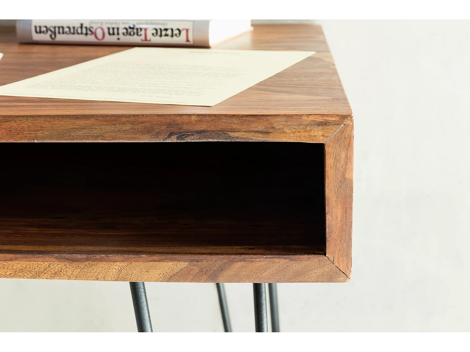 Scrivania Retro Piccola Legno Massello Tavolo da Ufficio 110x60x76 cm