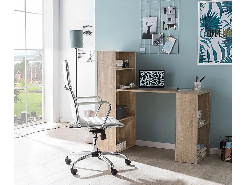 Scrivania Moderna Piccola con Libreria Tavolo da Ufficio 120x53x120 cm