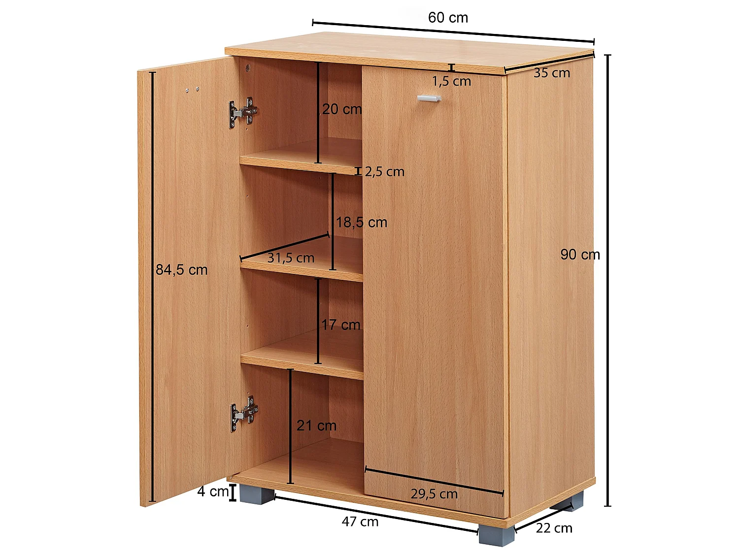 Armoire à chaussures Bois 60x90x35 cm Étagère à chaussures 12 paires