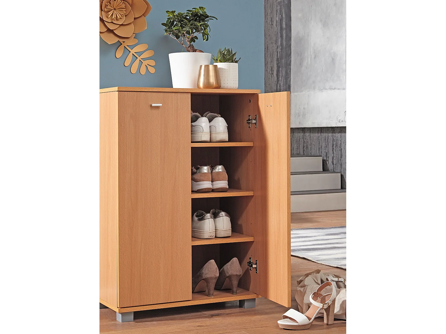 Armoire à chaussures Bois 60x90x35 cm Étagère à chaussures 12 paires