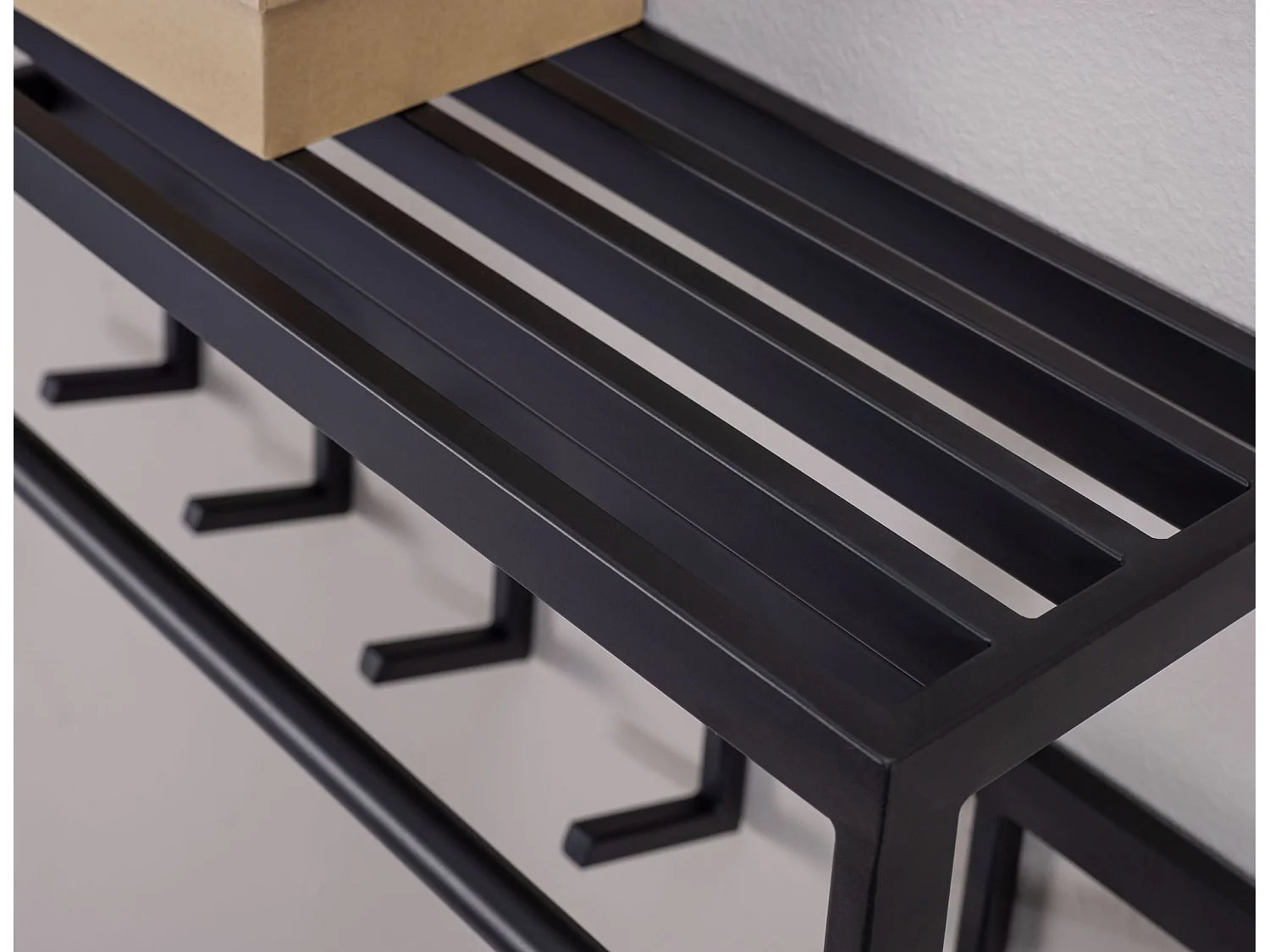 Porte Manteau Mural 5 Crochets Noir Metal 70 cm Patere Murale Étagère