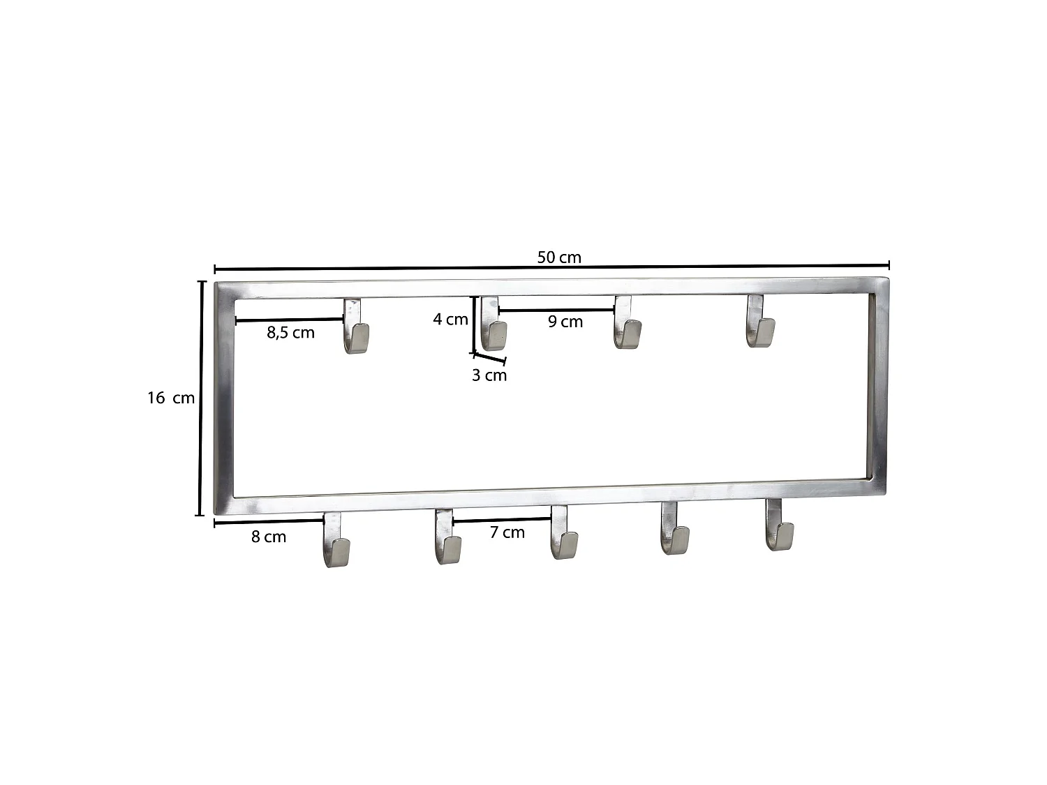 Wandgarderobe  Garderobe Metall Stahl Silber Flur Hakenleiste Paneel