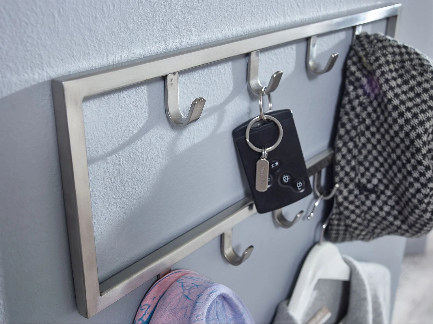 Wandgarderobe  Garderobe Metall Stahl Silber Flur Hakenleiste Paneel