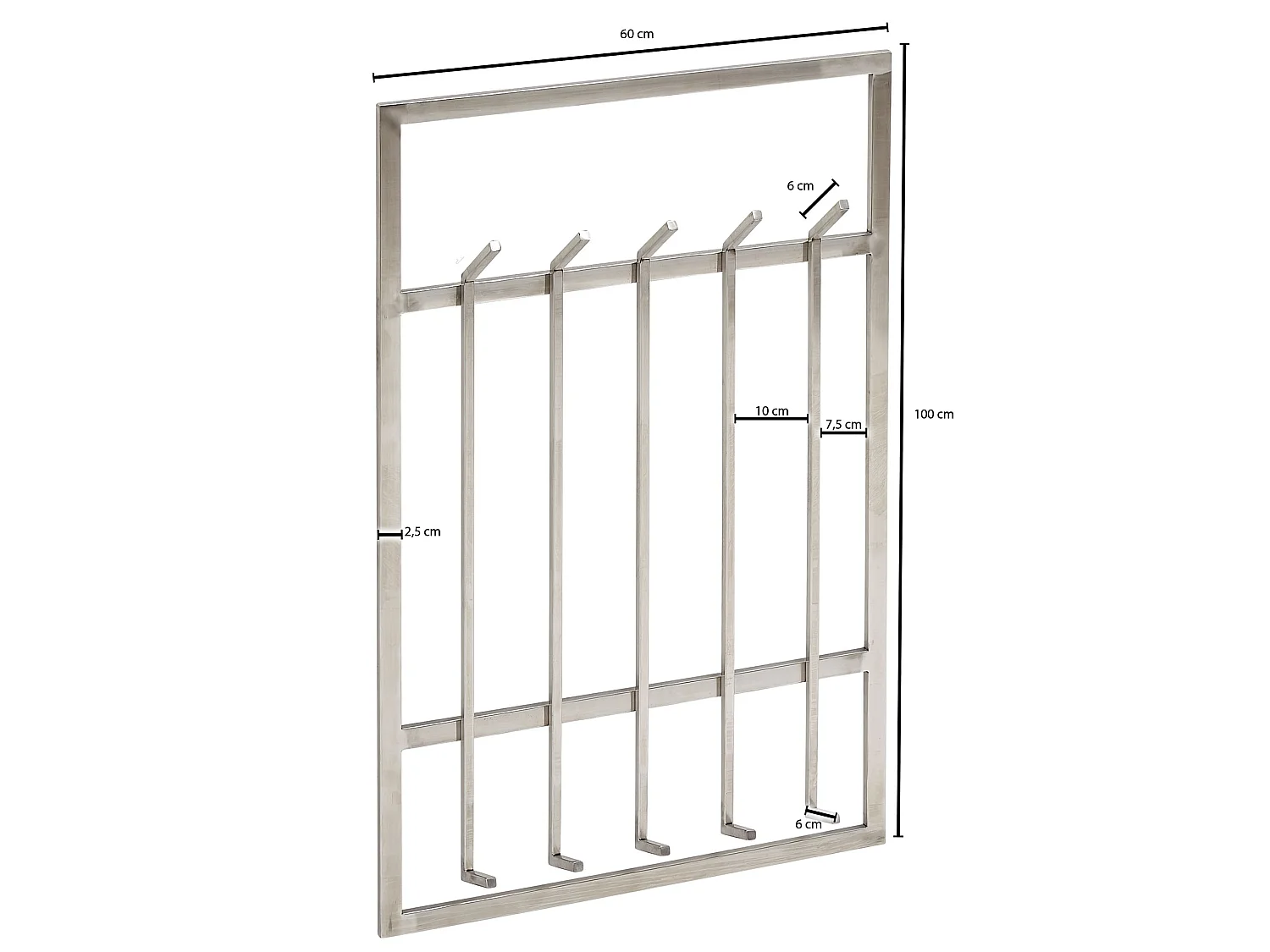 Wandgarderobe  Garderobe Metall 100 cm Silber Flur Hakenleiste Paneel