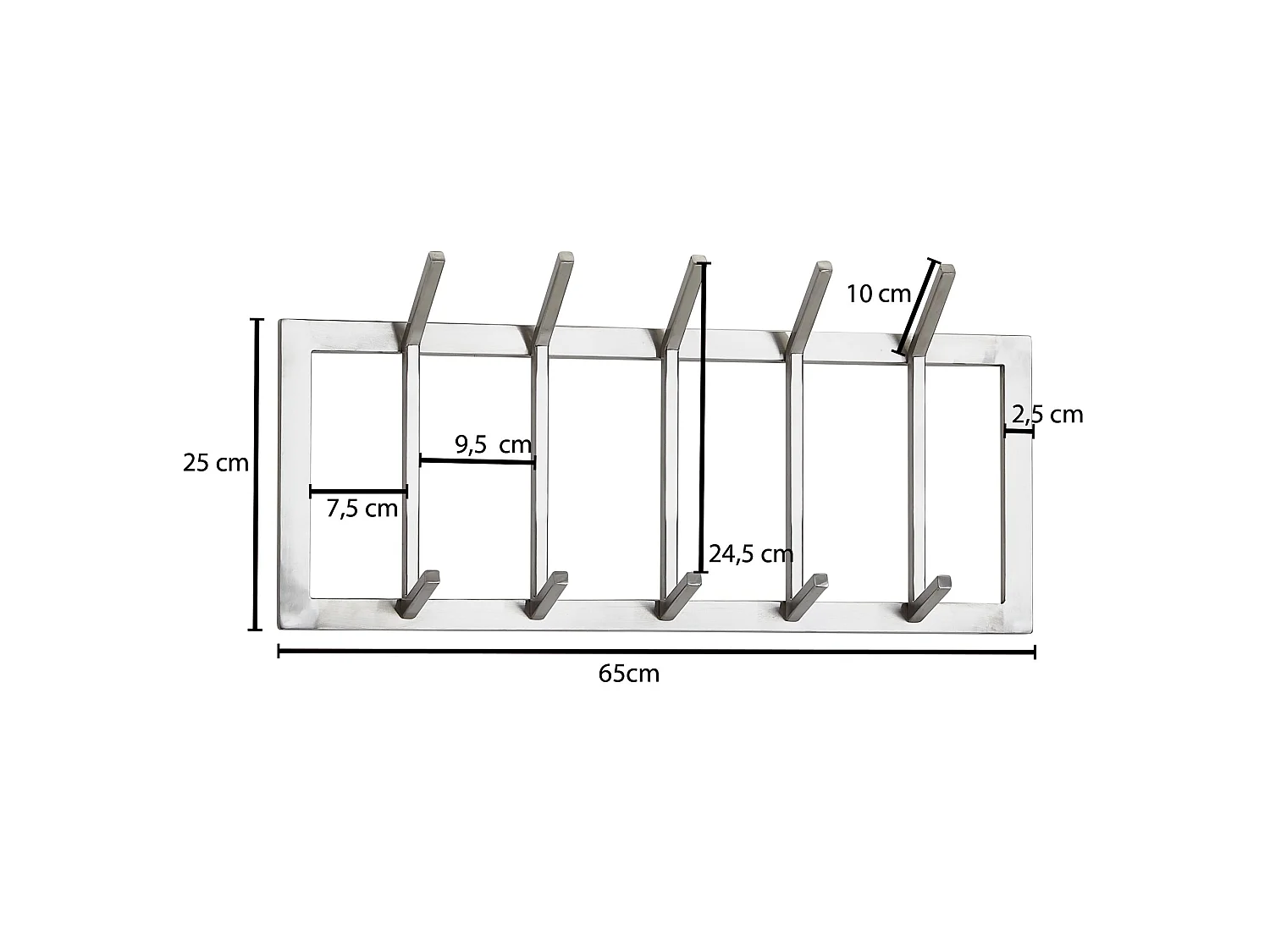 Appendiabiti da Parete 65x30x10cm Acciaio Attaccapanni da Muro Corridoio