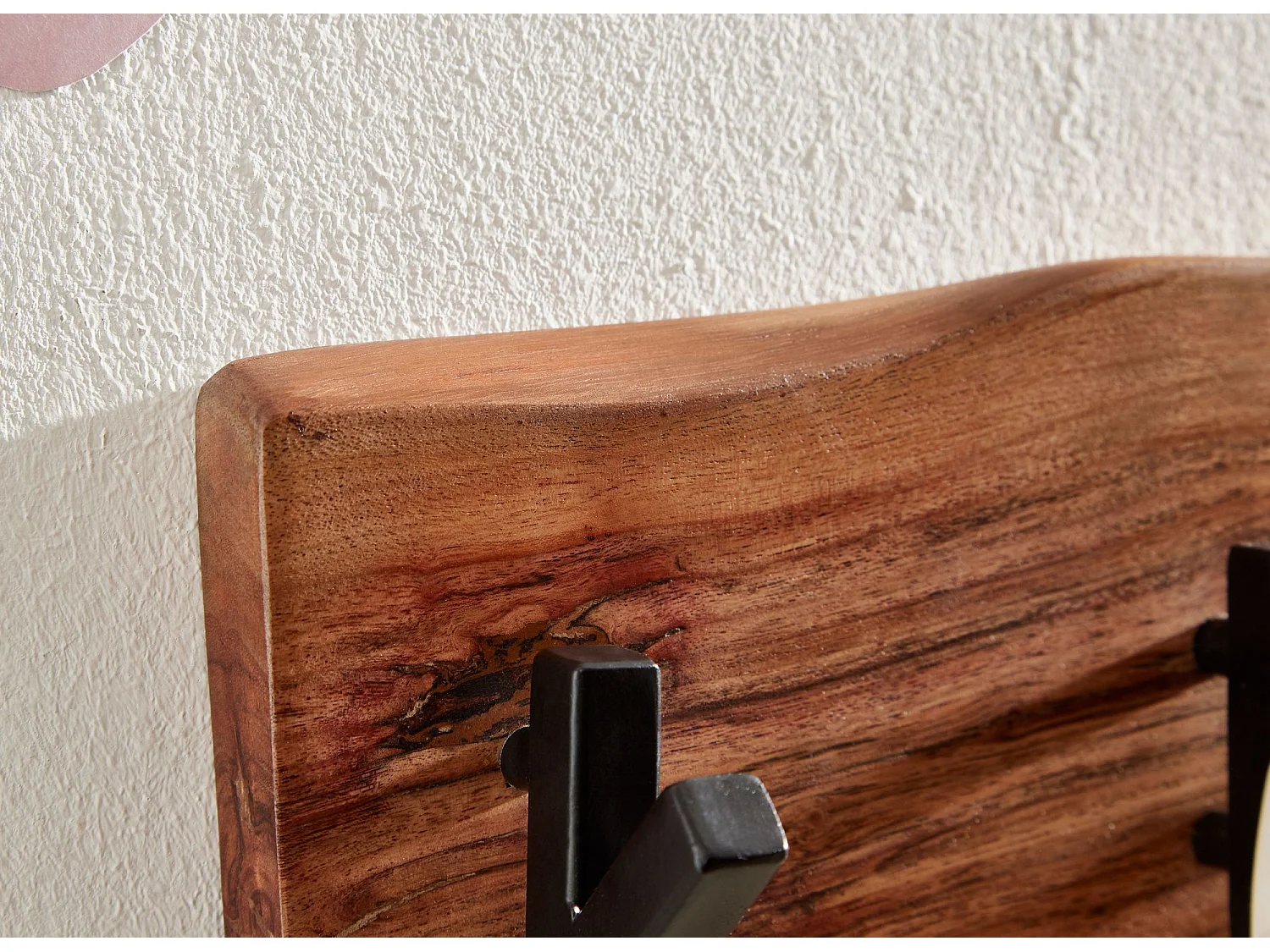 Porte Manteau Mural avec Crochets Bois Massif Metal Patere Murale Entrée