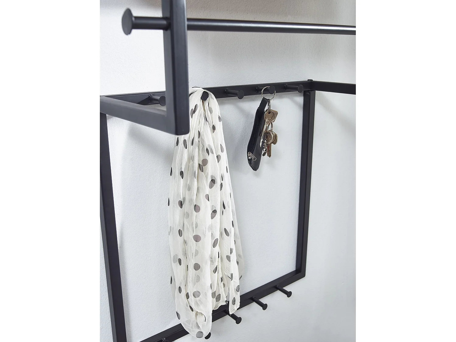 Porte Manteau Mural 10 Crochets Bois Massif Metal 60 cm Patere Murale