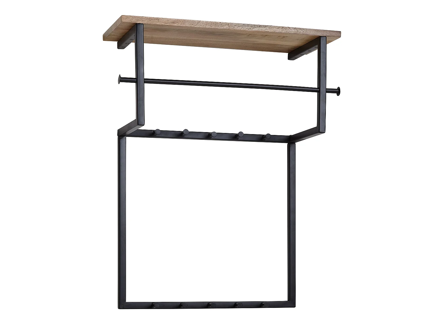 Porte Manteau Mural 10 Crochets Bois Massif Metal 60 cm Patere Murale