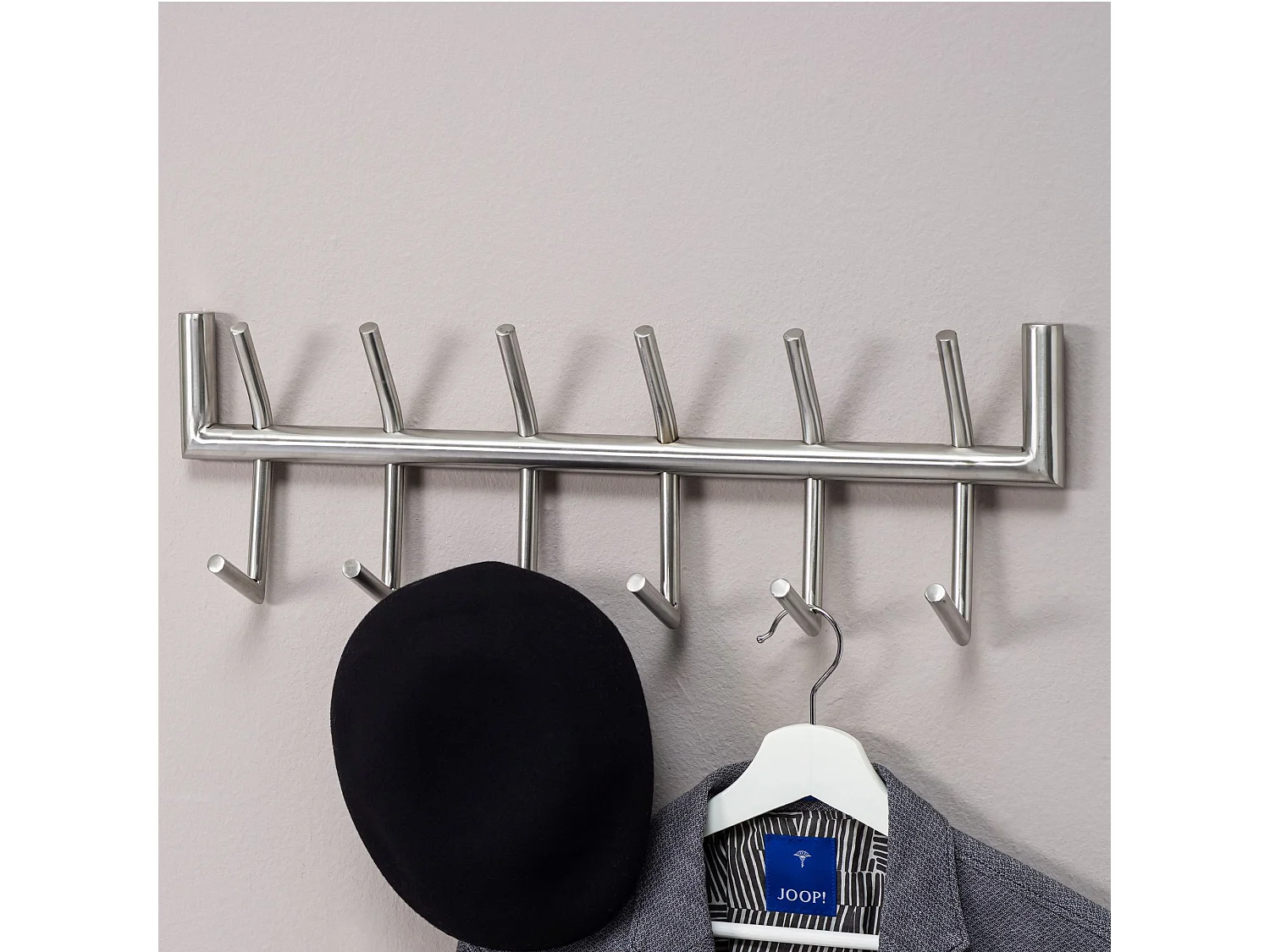 Porte Manteau Mural 12 Crochets Noir Metal 60 cm Patere Murale Argent