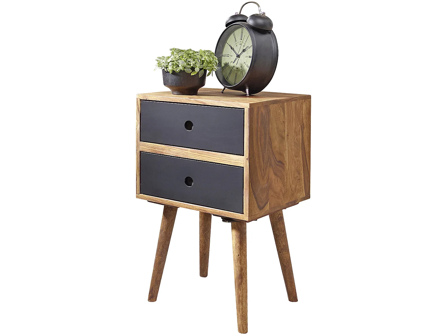 Retro Nachtkonsole Nachtschrank Holz Nachtkästchen Schlafzimmer braun Nachttisch