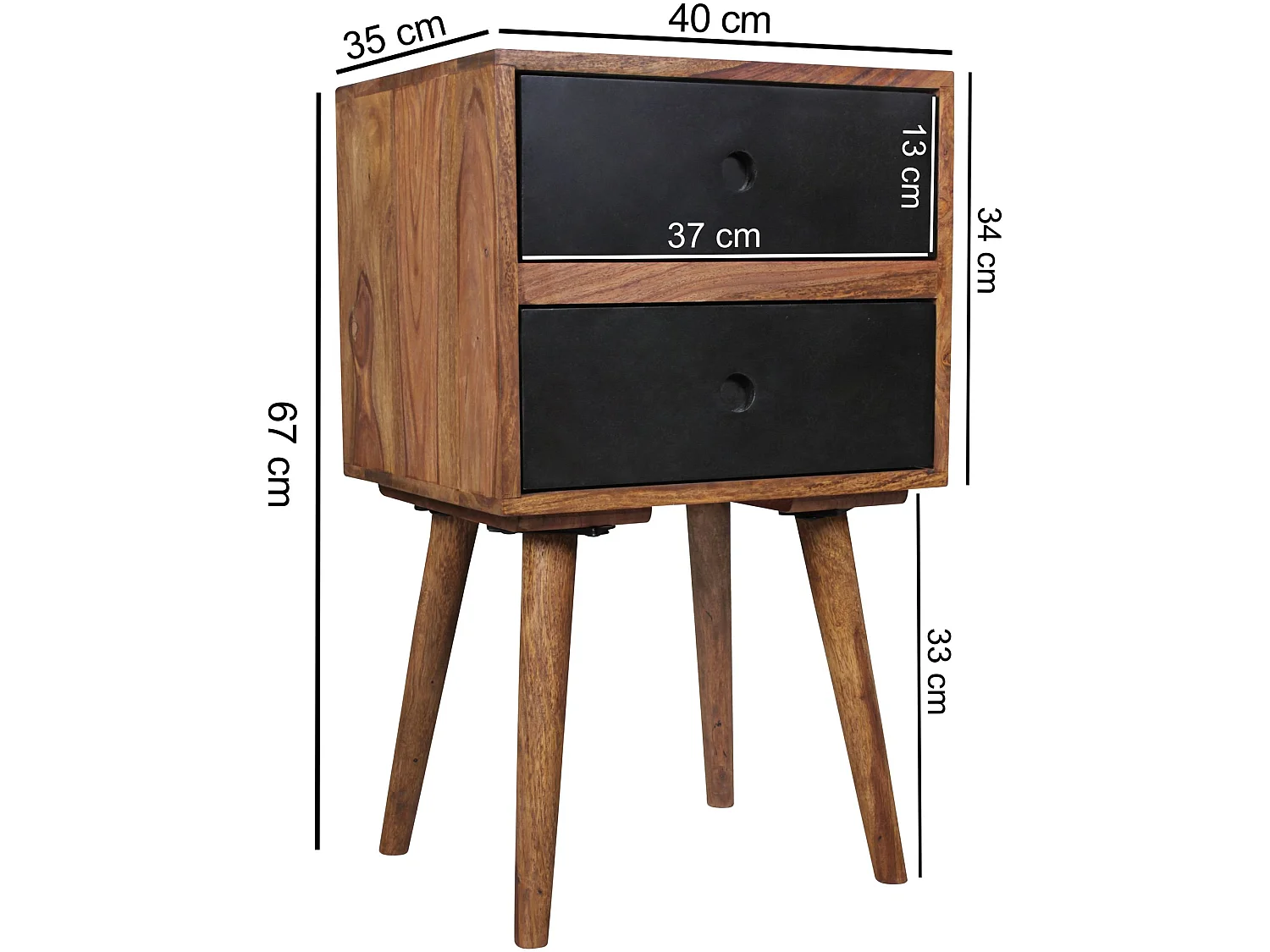 Retro Nachtkonsole Nachtschrank Holz Nachtkästchen Schlafzimmer braun Nachttisch