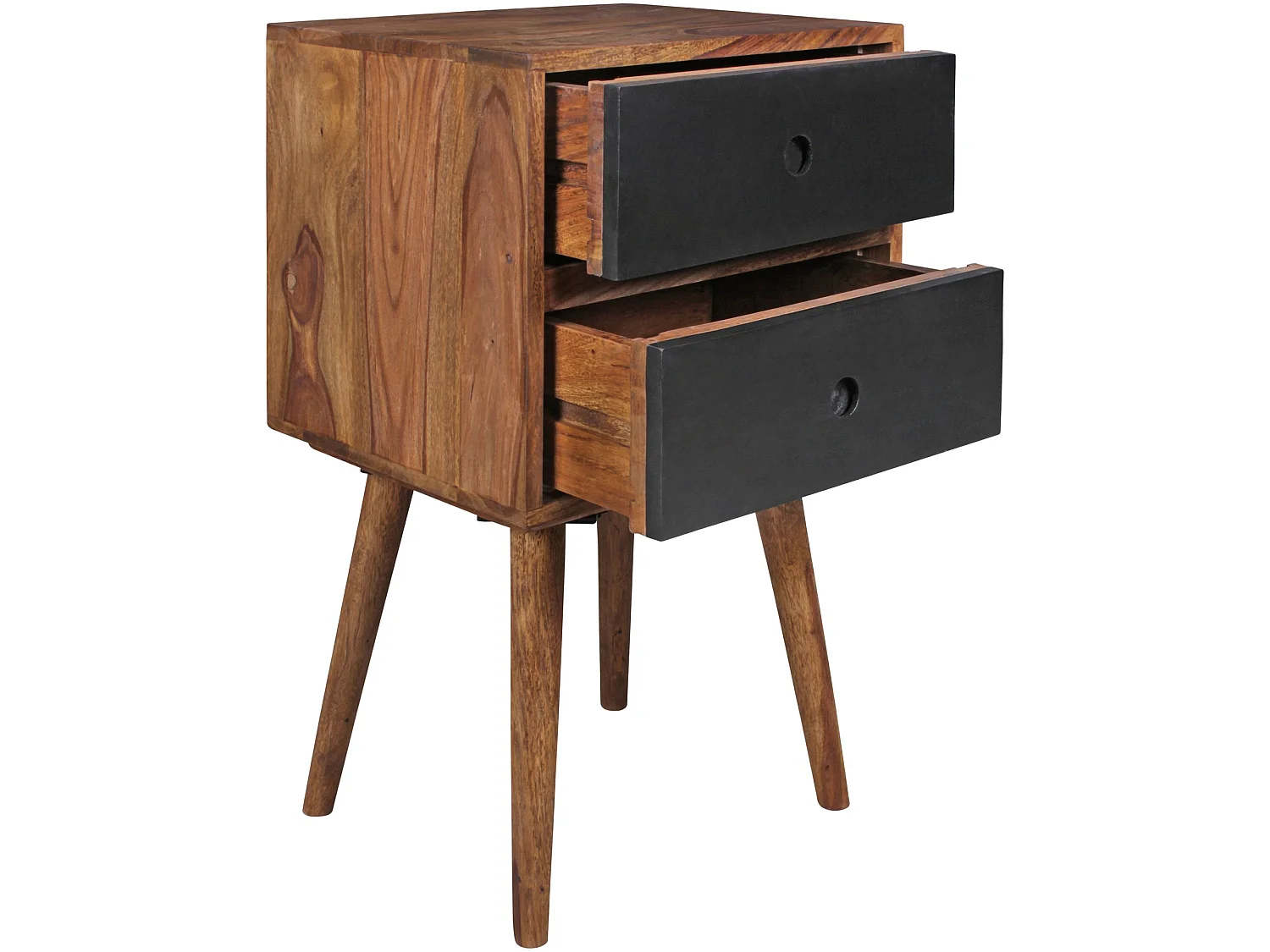 Retro Nachtkonsole Nachtschrank Holz Nachtkästchen Schlafzimmer braun Nachttisch