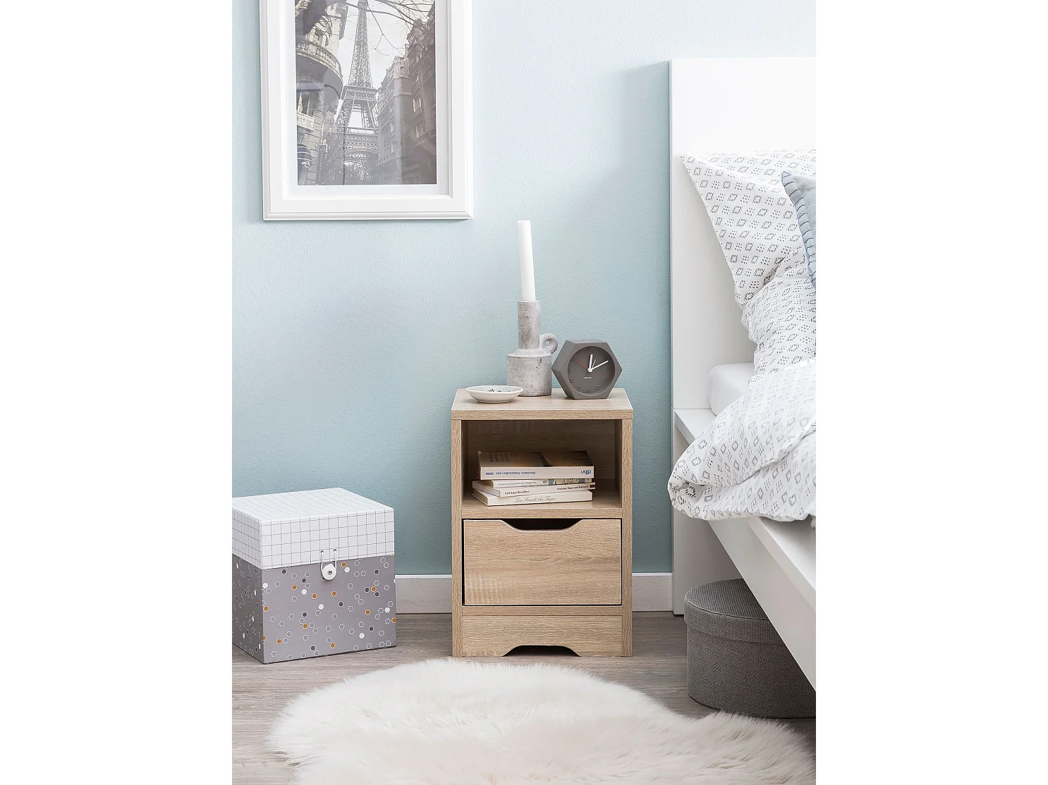 Comodino Camera da Letto 31x43x31 cm Moderno Tavolino con Cassetto