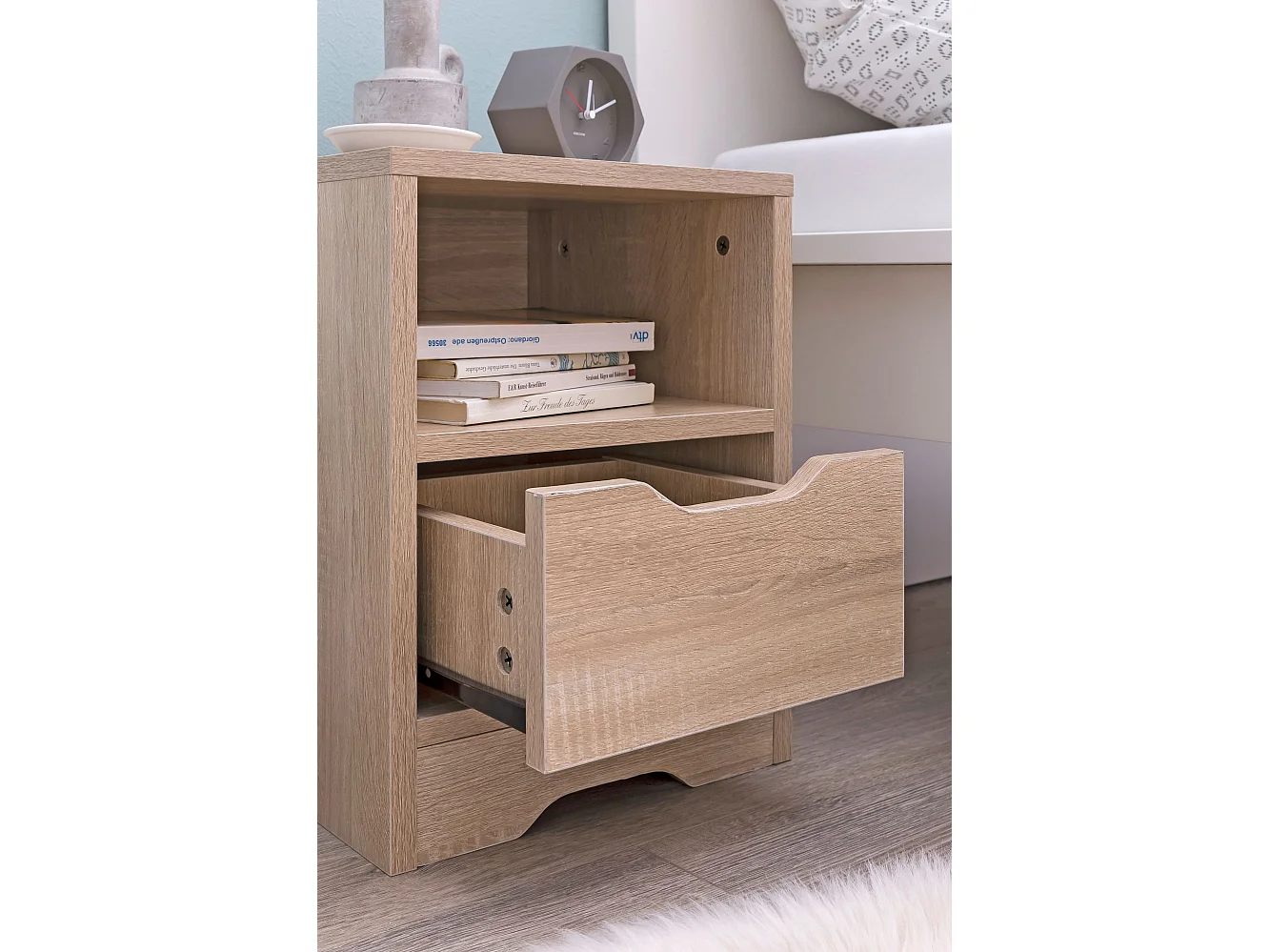 Comodino Camera da Letto 31x43x31 cm Moderno Tavolino con Cassetto