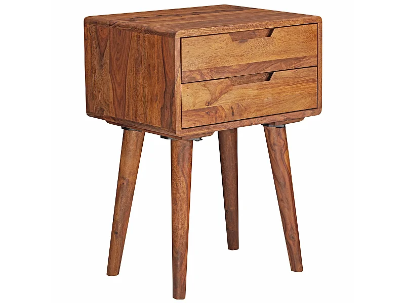 Nachtkonsole FB51403 Sheesham Massivholz Nachttisch Nachtschrank braun