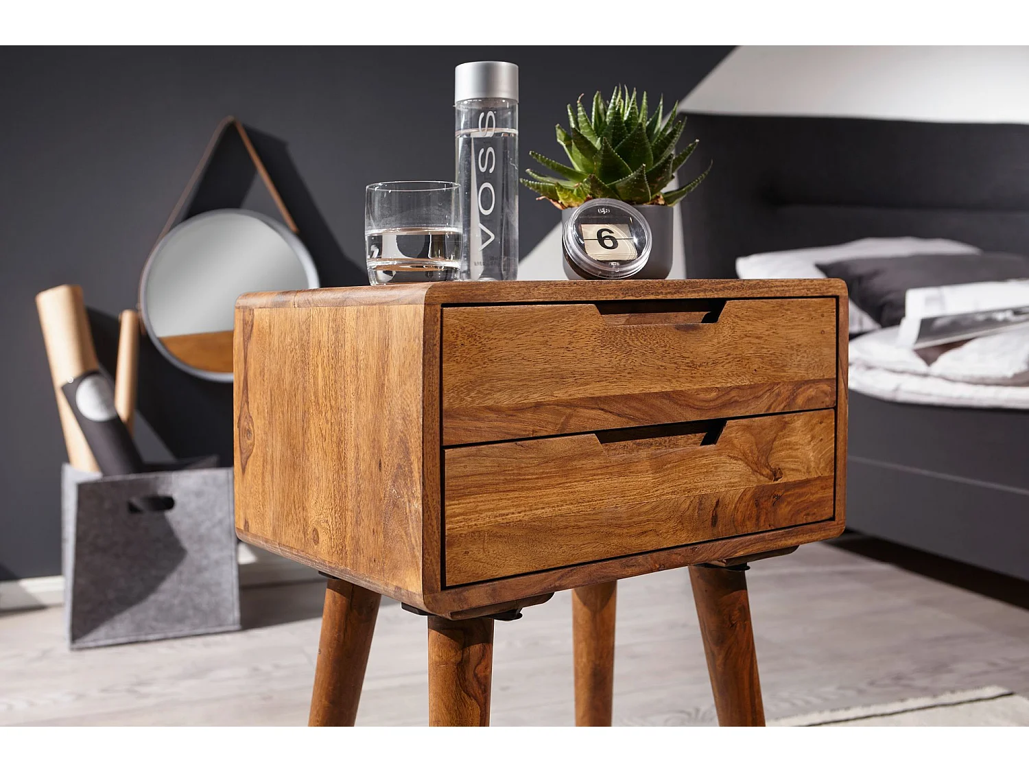 Table de chevet Bois Massif 47x66x36 cm Table de nuit Table d'appoint