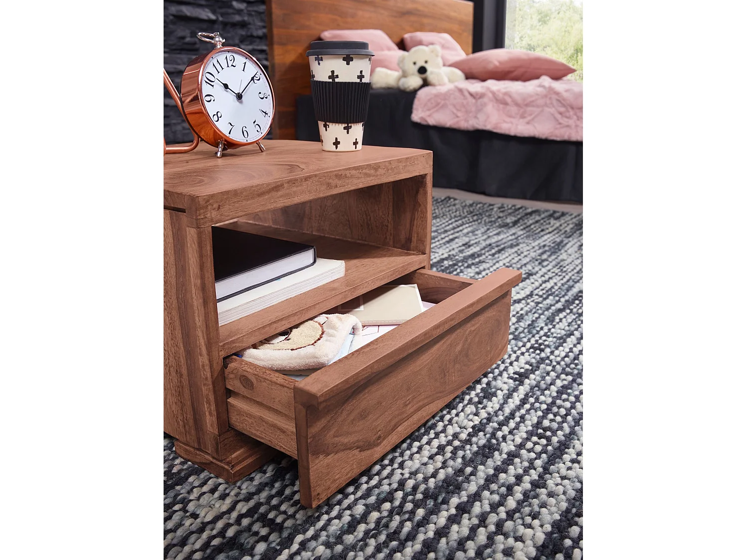 Nachttisch Massivholz Nachtkommode 30 cm Schublade Nachtschrank Landhaus