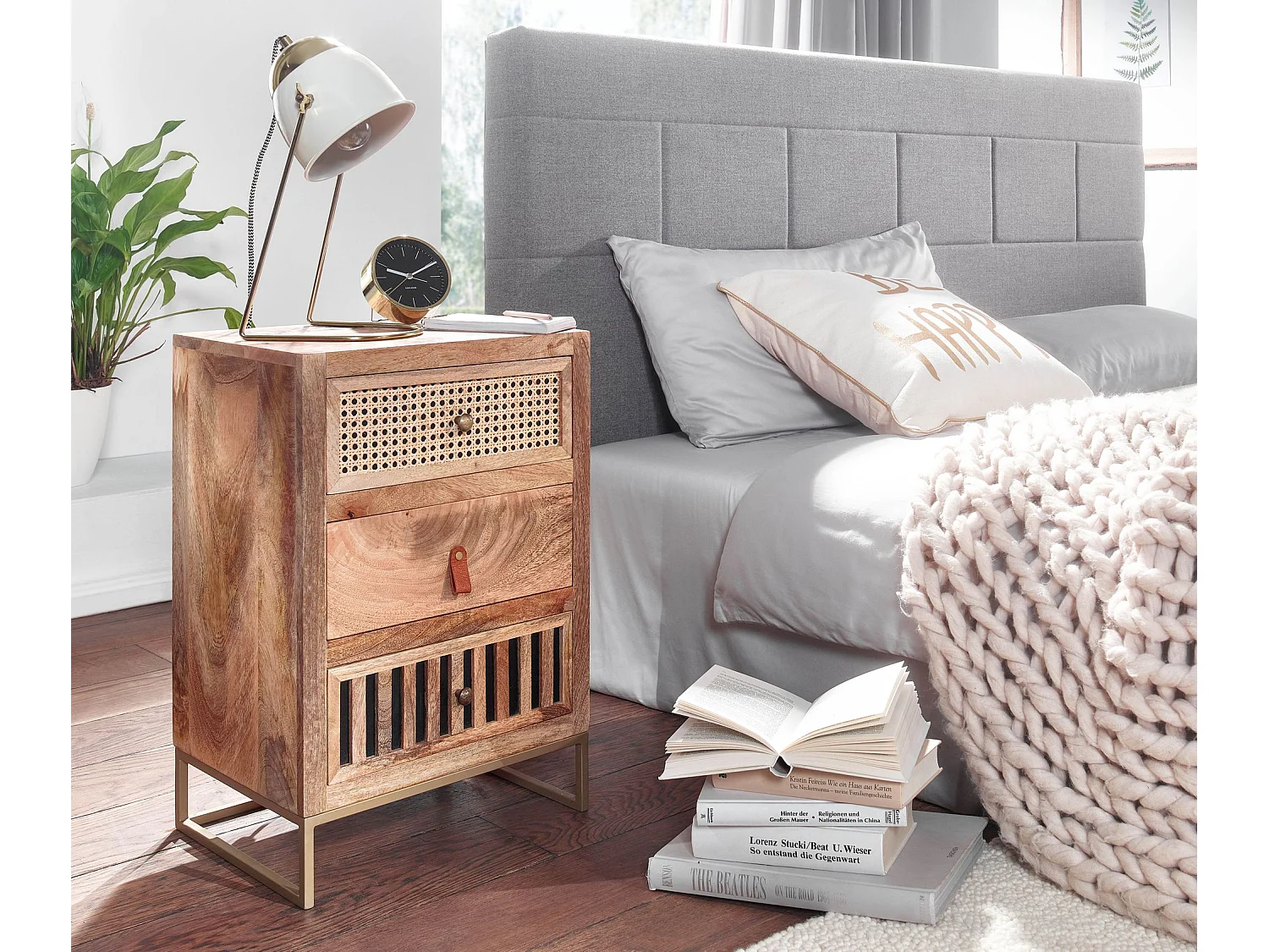 Table de Chevet Bois Massif 40x60x30 cm Table de Nuit d'appoint Haute