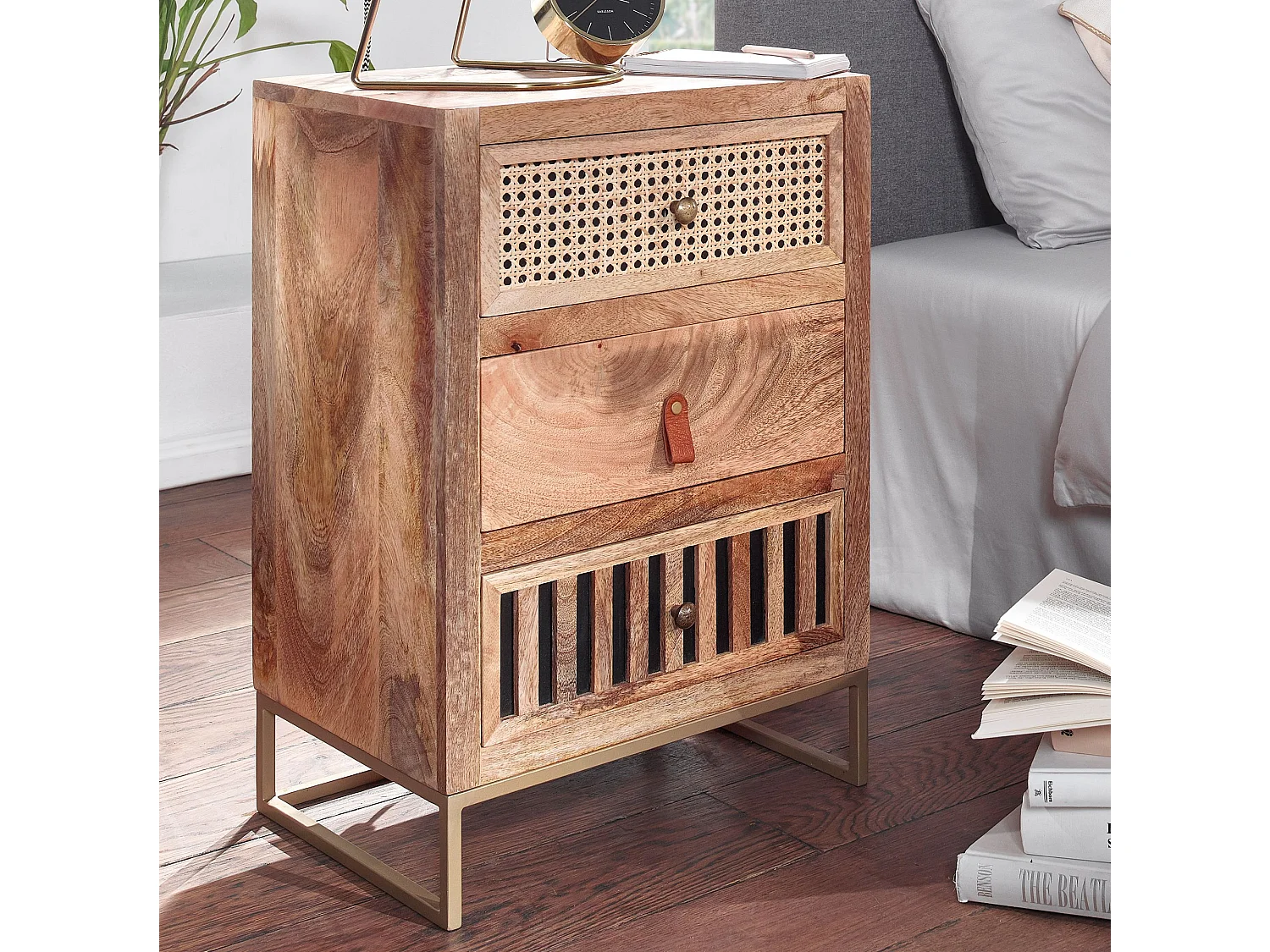 Table de Chevet Bois Massif 40x60x30 cm Table de Nuit d'appoint Haute