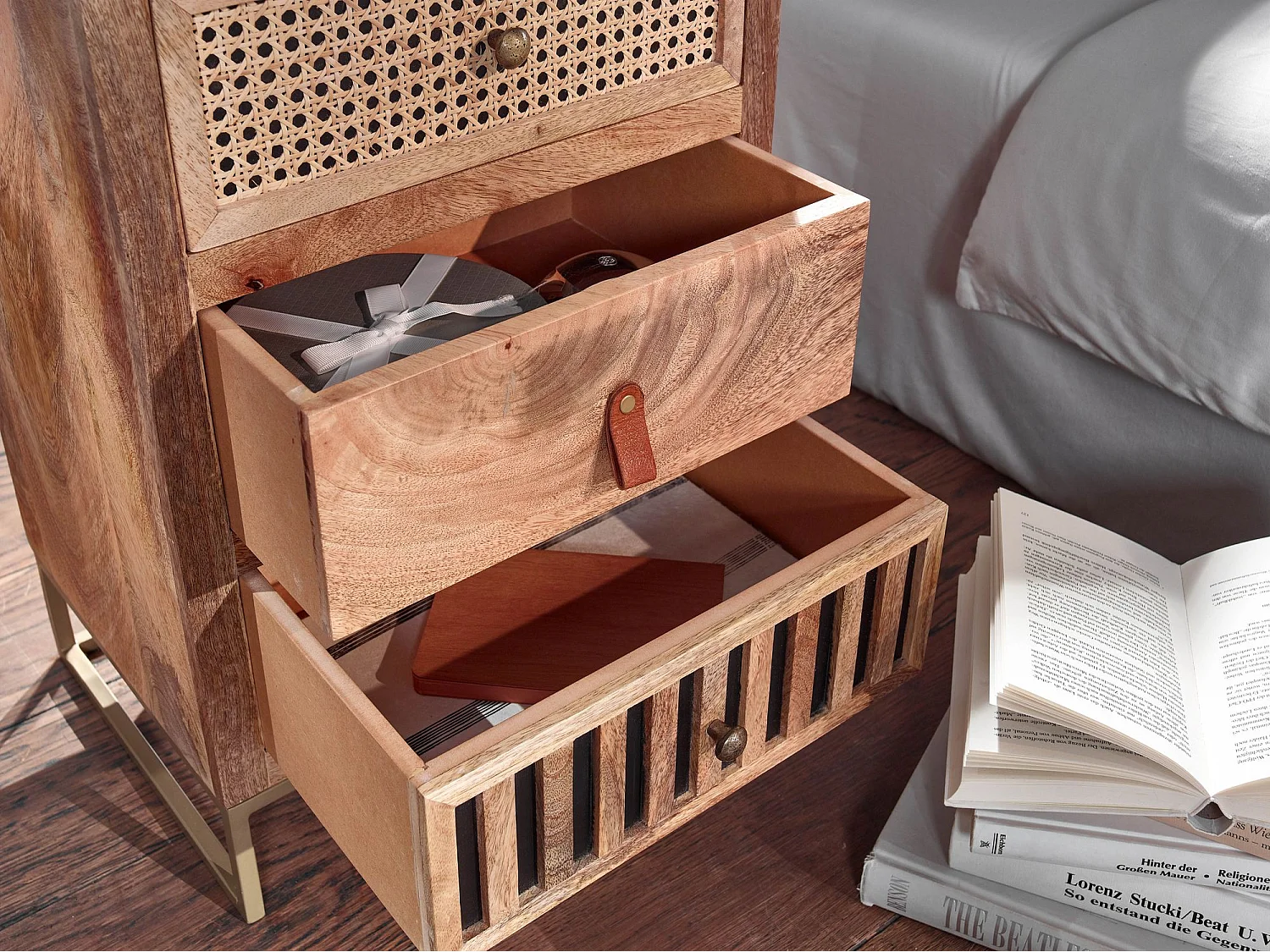 Table de Chevet Bois Massif 40x60x30 cm Table de Nuit d'appoint Haute