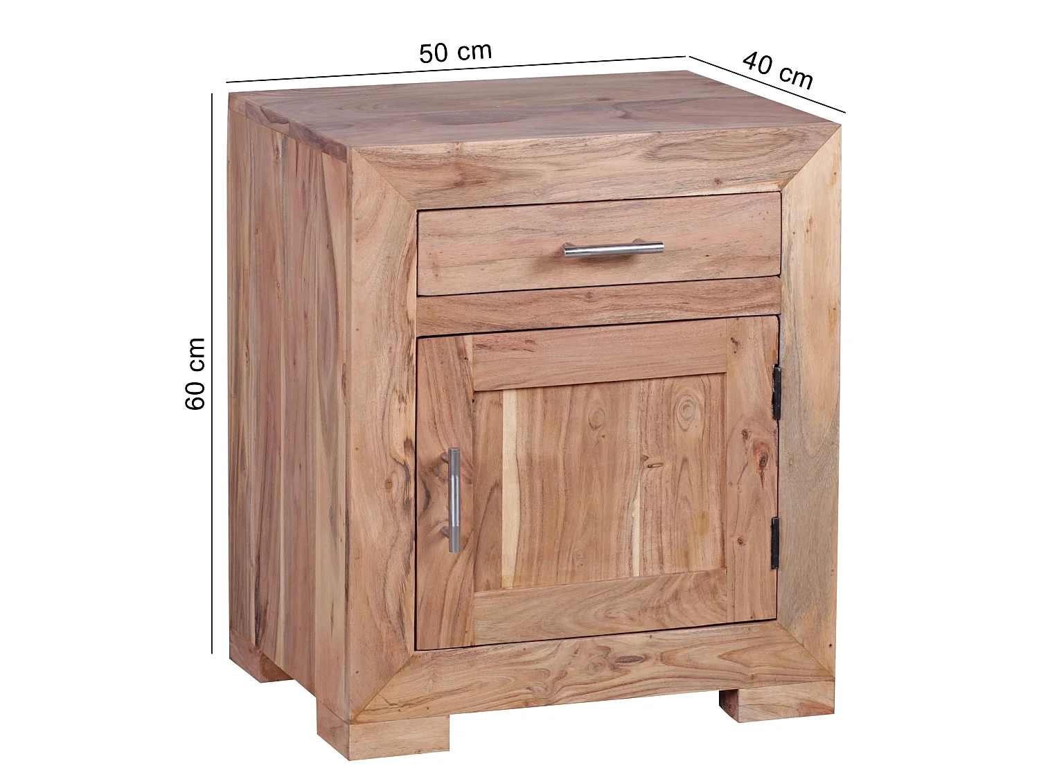 Comodino Letto 50x60x40cm Legno Massello Consolle Notturna da notte