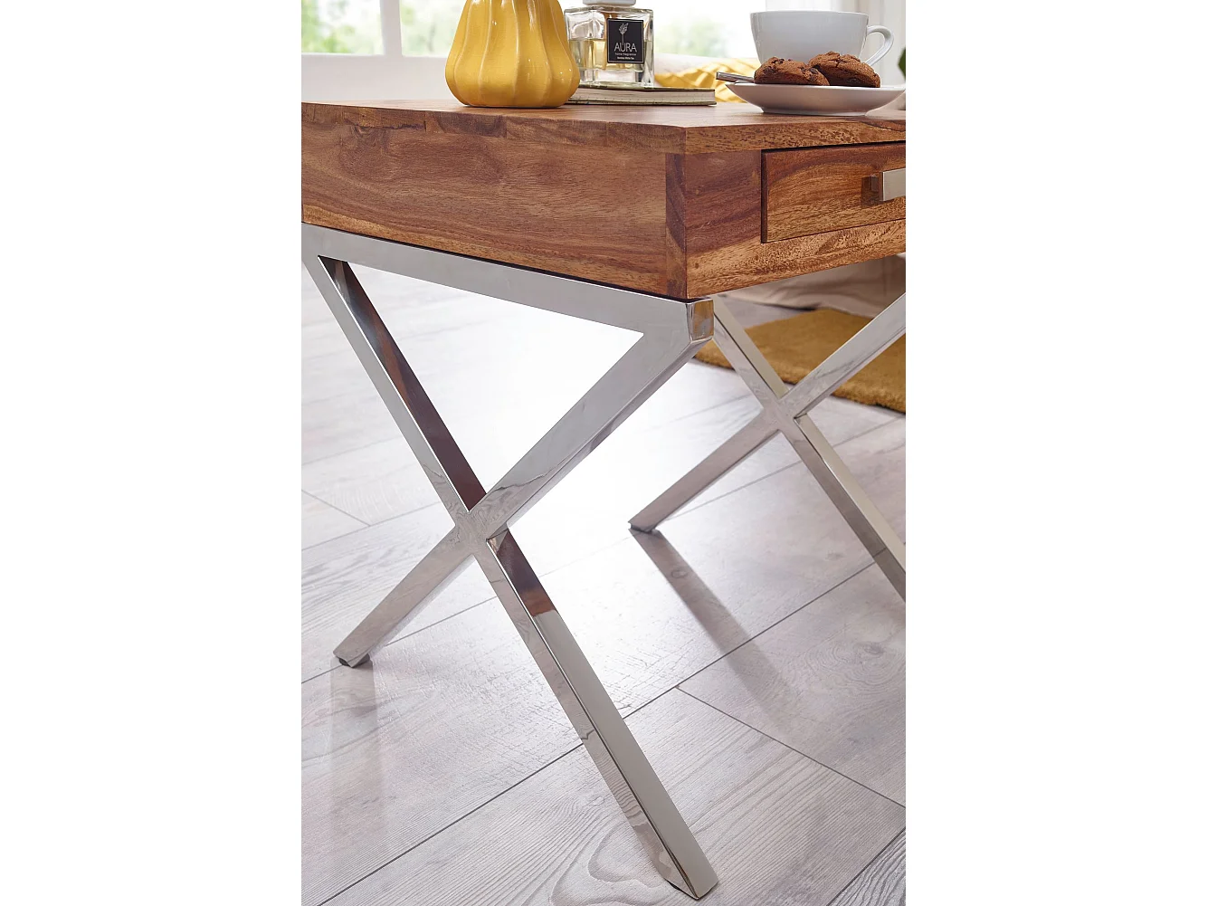 Table de chevet Bois Massif 50x45x45 cm Table nuit Table d'appoint Métal