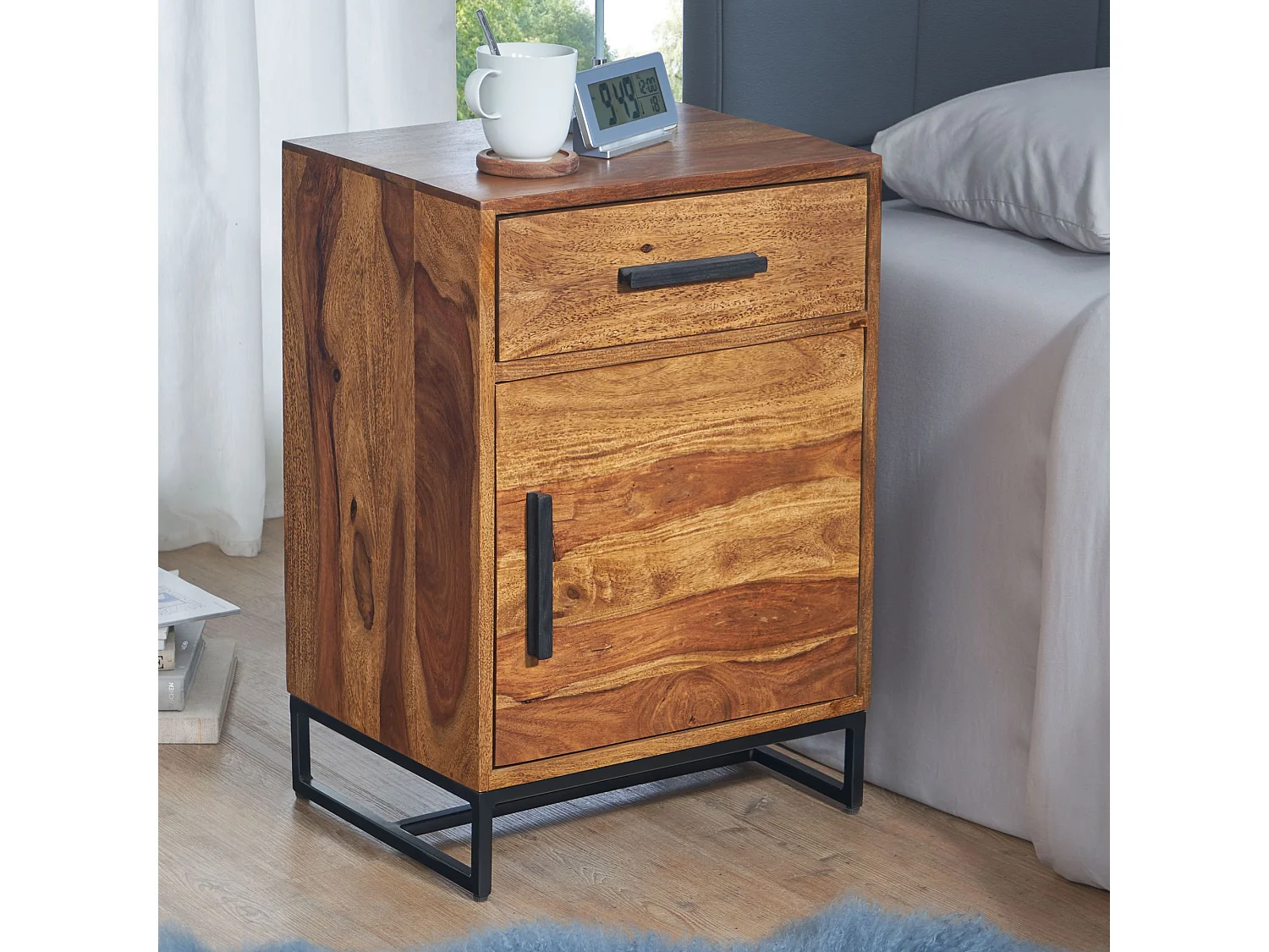 Table de Chevet Bois Massif 45x35x65 cm Table de Nuit d'appoint Haute